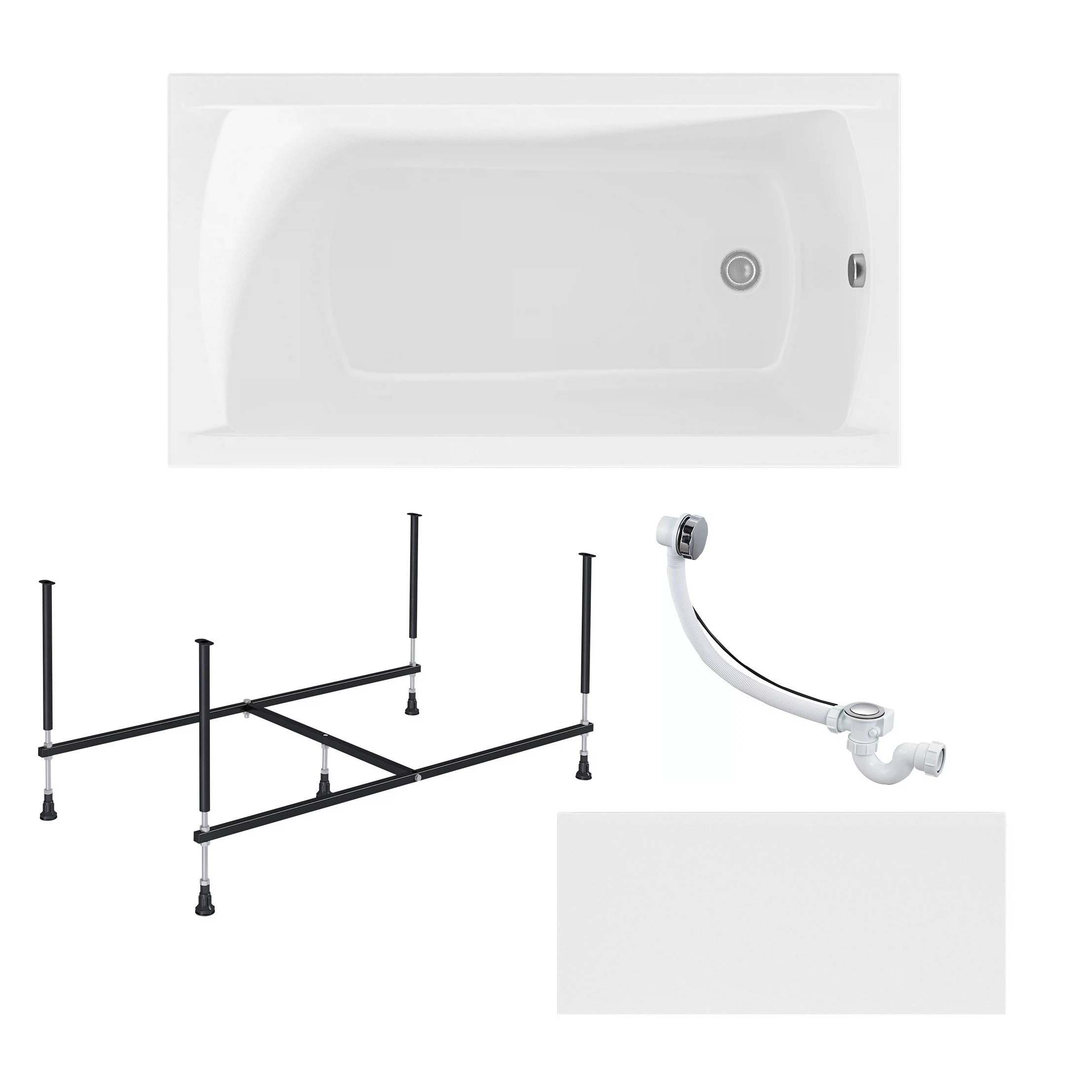 Изображение товара Ванна акриловая 1MARKA MODERN 120х70 в наборе 4в1: ванна, панель, каркас, слив-перелив, 01мод1270кп