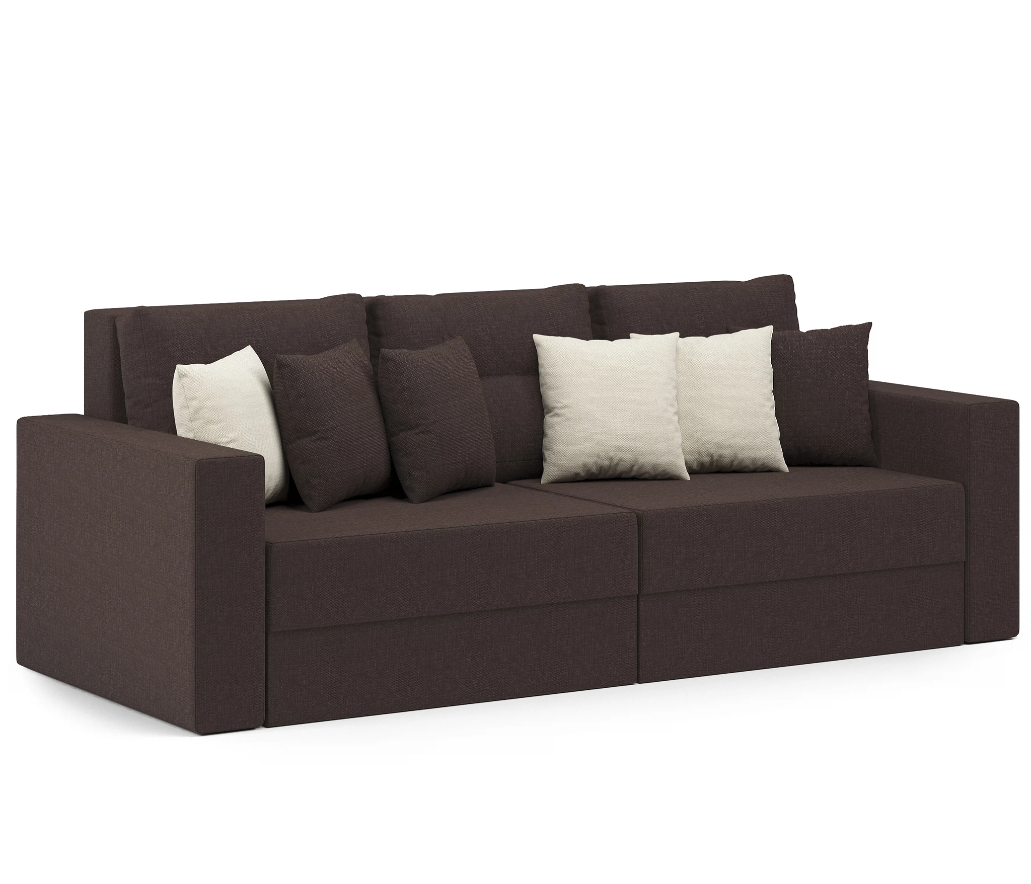 Изображение товара Диван-кровать Мэдисон рогожка коричневый с ящиками и еврокнижкой