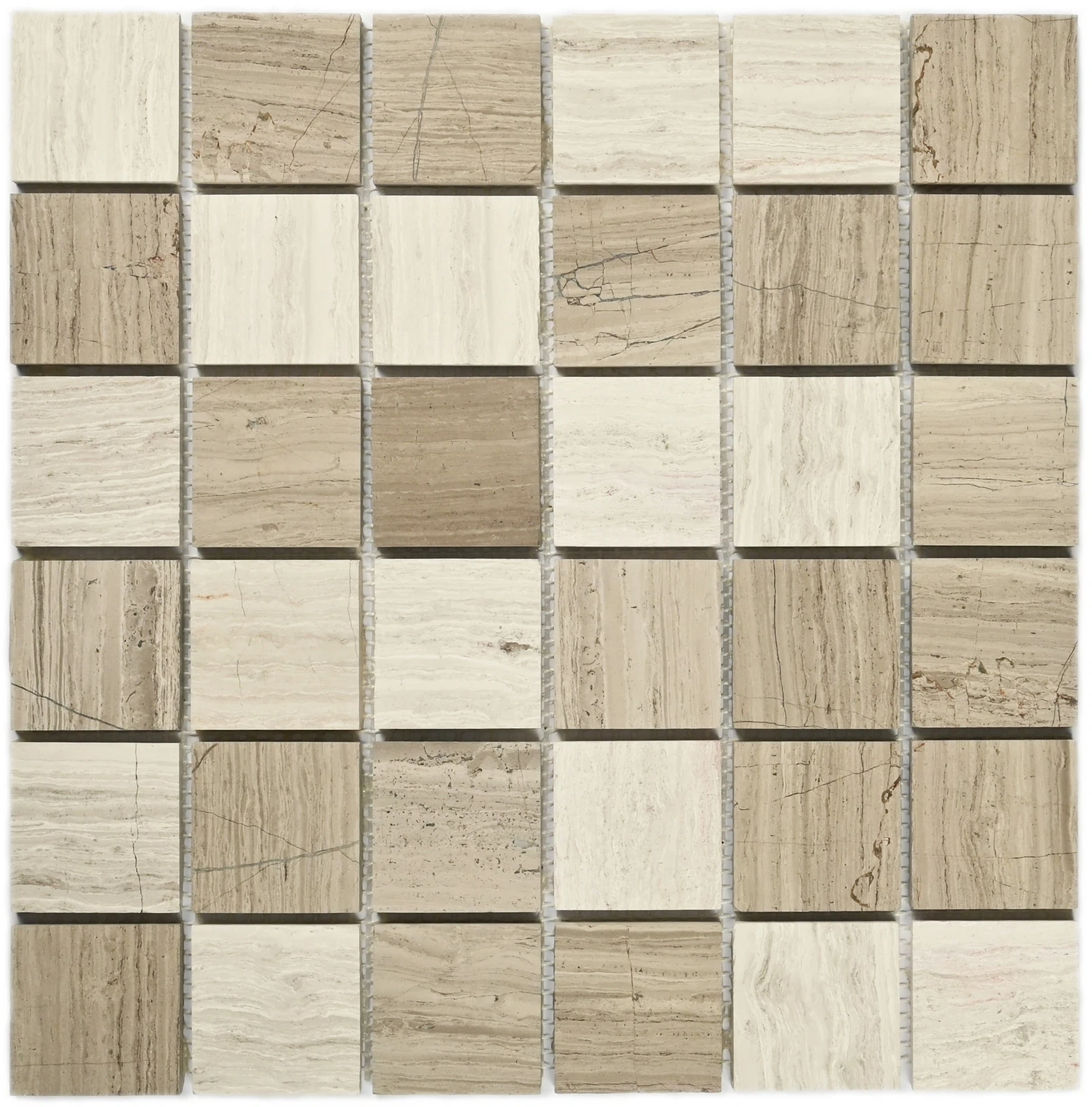 Изображение товара Каменная мозаика Dakar 4,8x4,8 см для стен натуральный камень бежевая