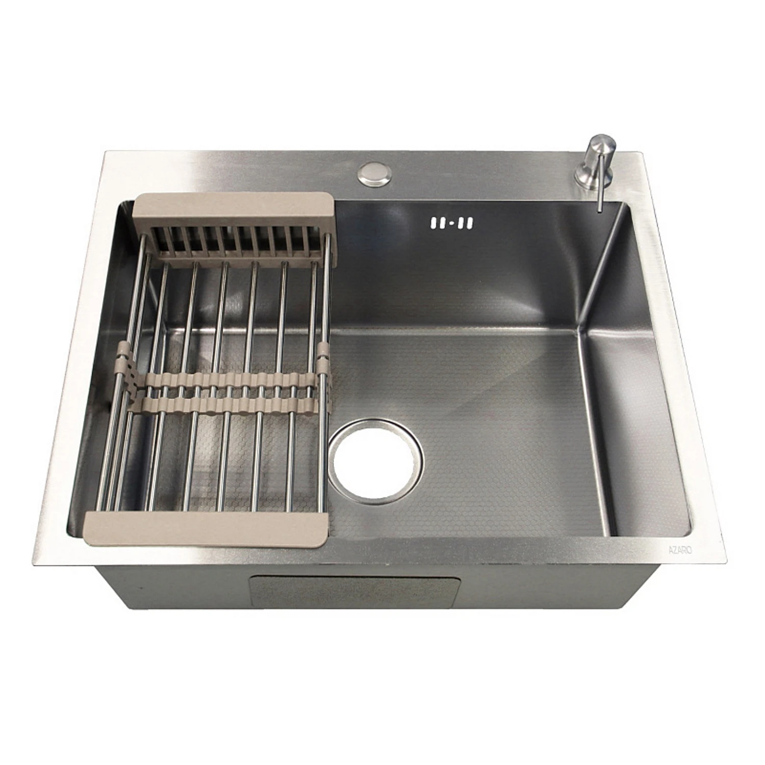 Изображение товара Мойка кухонная Azario NICOLE 600х500х220 серебро соты врезная