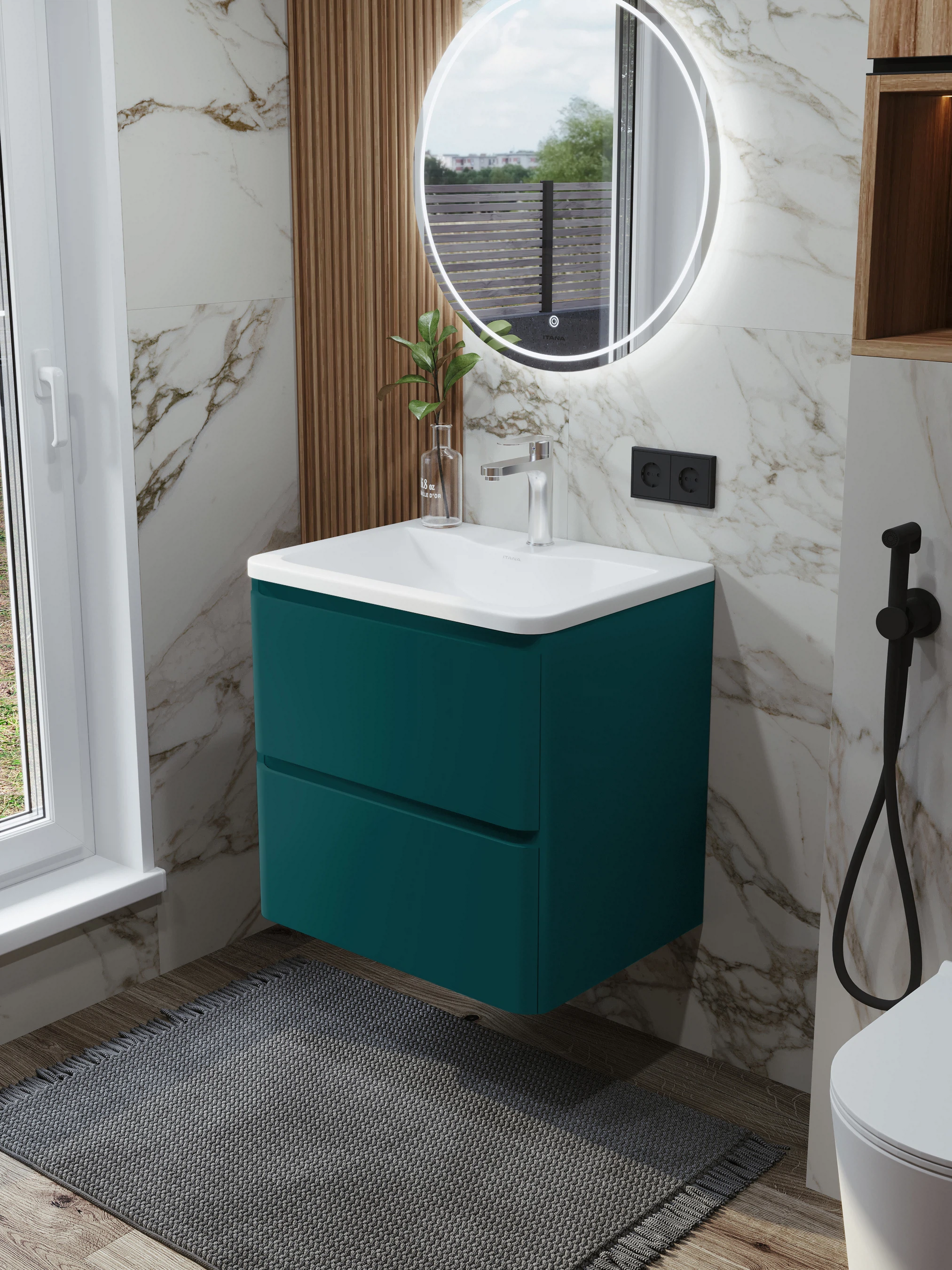 Изображение товара Тумба с раковиной подвесная Итана Roberto 60 RAL 6004