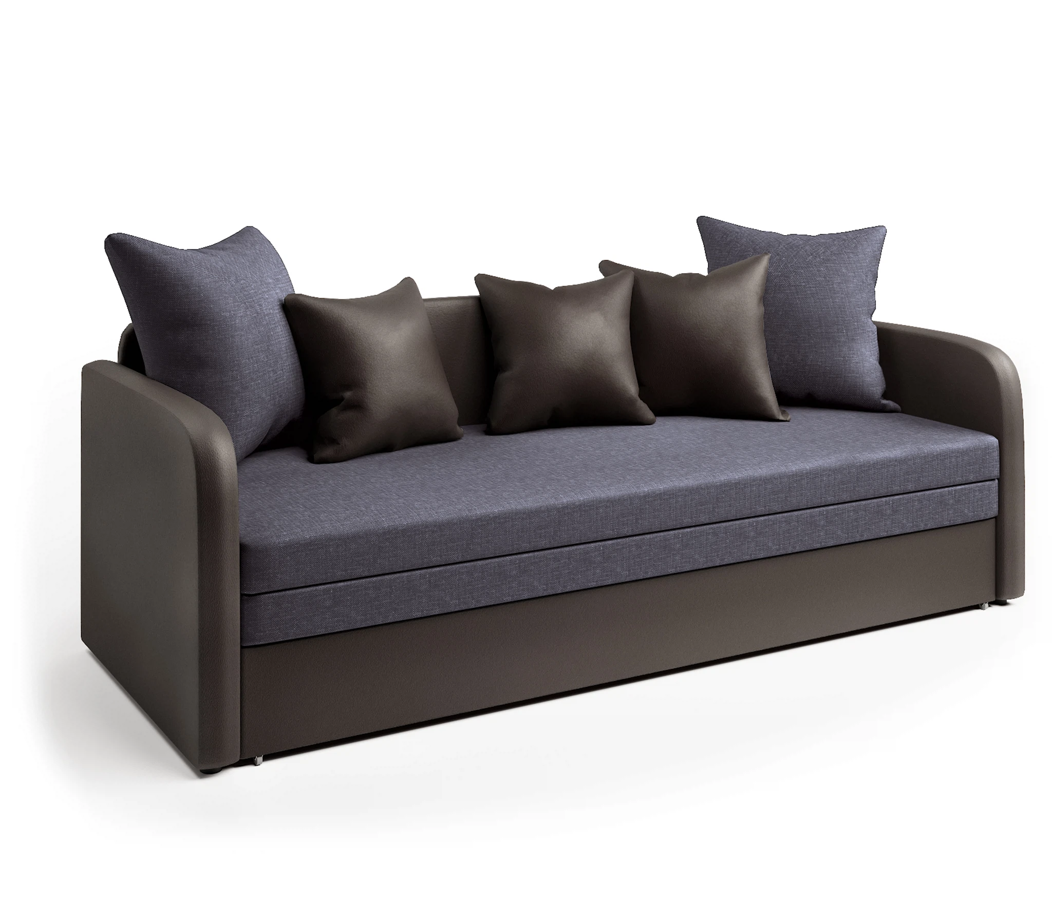 Изображение товара Софа Трио из экокожи и рогожки с механизмом трансформации и ящиком для хранения