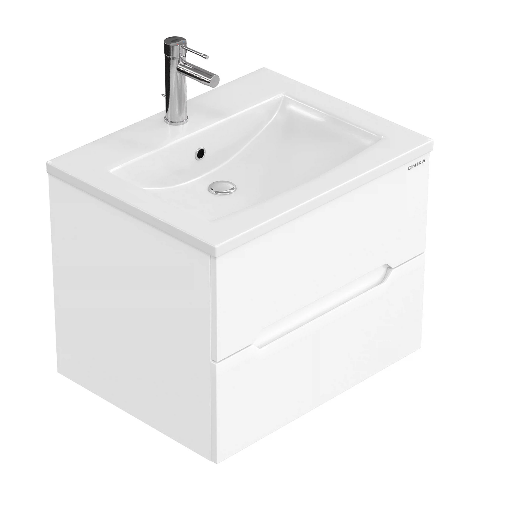 Изображение товара Подвесная тумба для ванной комнаты Onika Айленд 50 белая с двумя ящиками