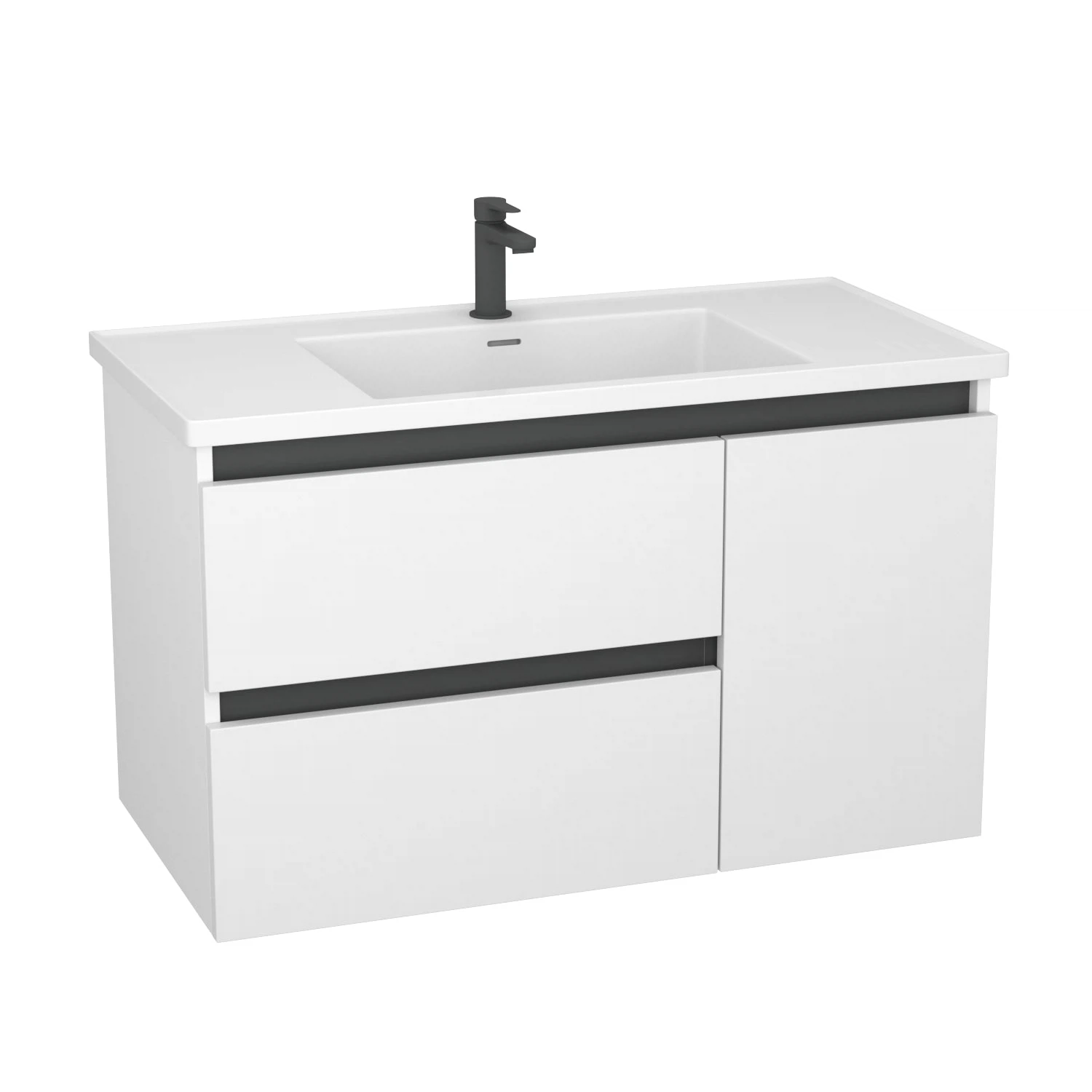 Изображение товара Подвесная тумба с раковиной Veneciana Parma 100 белая, современный дизайн для ванной