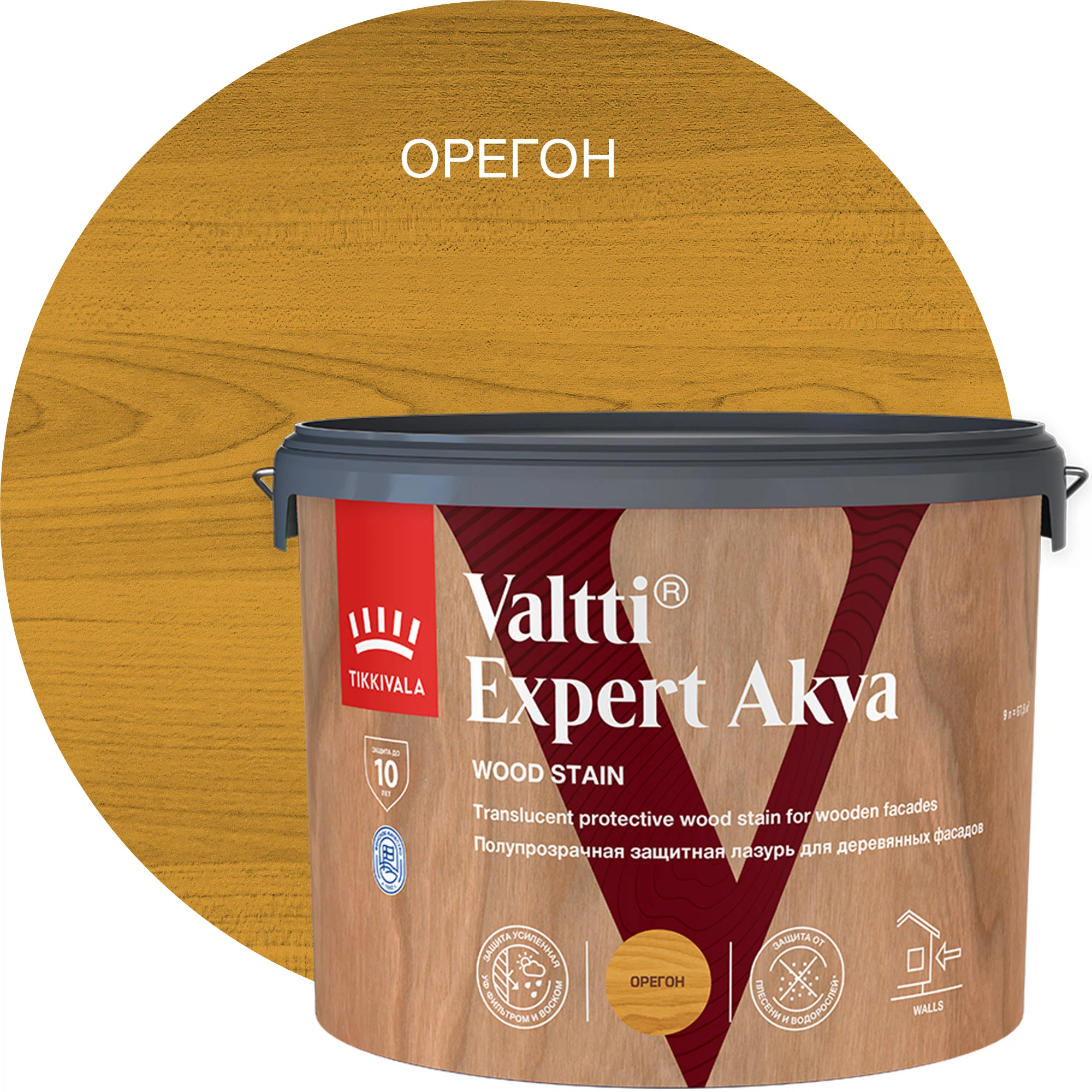 Изображение товара Лазурь Tikkurila VALTTI EXPERT AKVA акриловая защитная полуматовая 9 л Орегон Изображение товара Лазурь Tikkurila VALTTI EXPERT AKVA акриловая защитная полуматовая 9 л Орегон