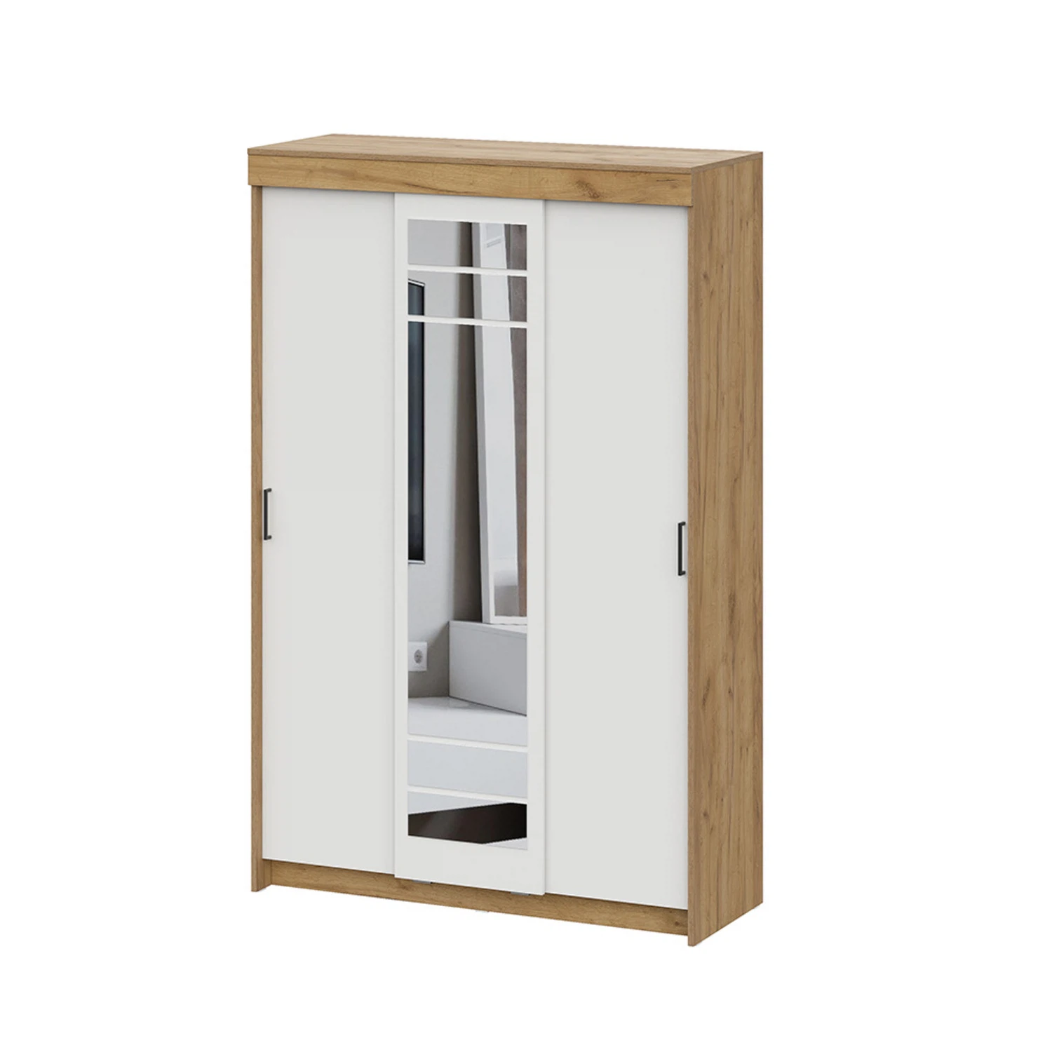 Изображение товара Шкаф-купе Арника Мебель ШКП 7 белый зеркальный с полками и штангой