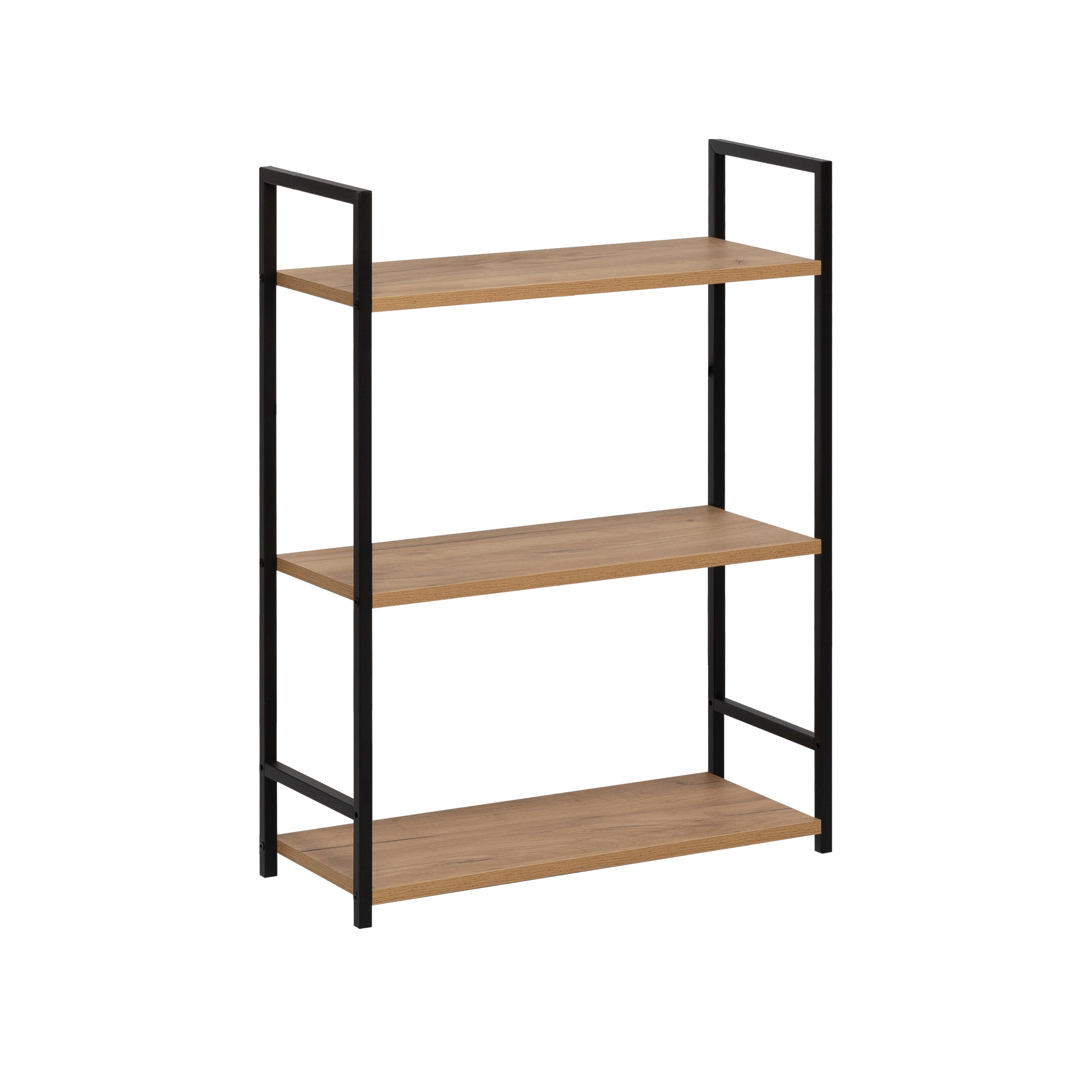Изображение товара Стеллаж Стилвуд 23 широкий деревянный металл черный дуб крафт 3 полки