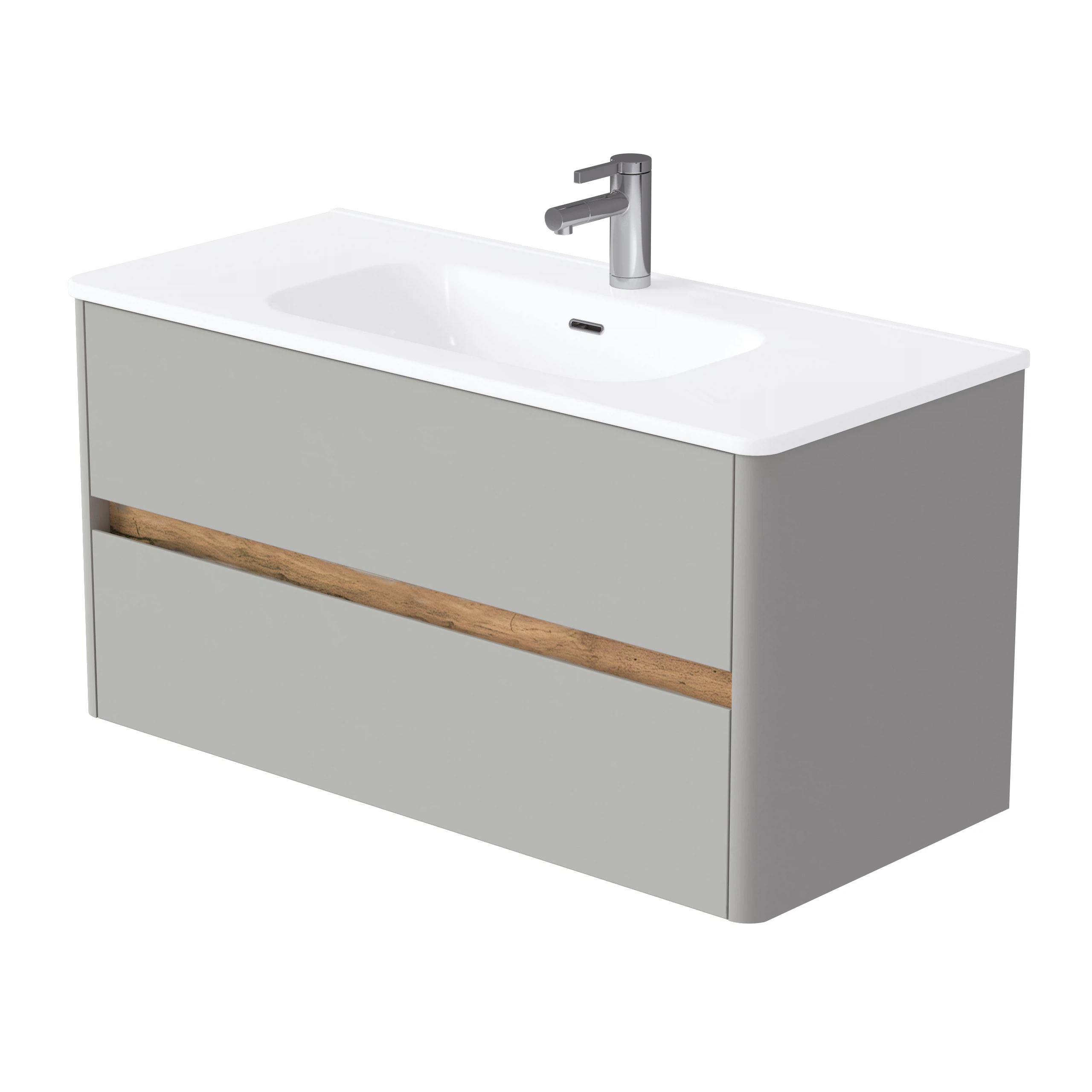 Изображение товара Тумба Mona 100П 2я подвесная агатового серого цвета для ванной