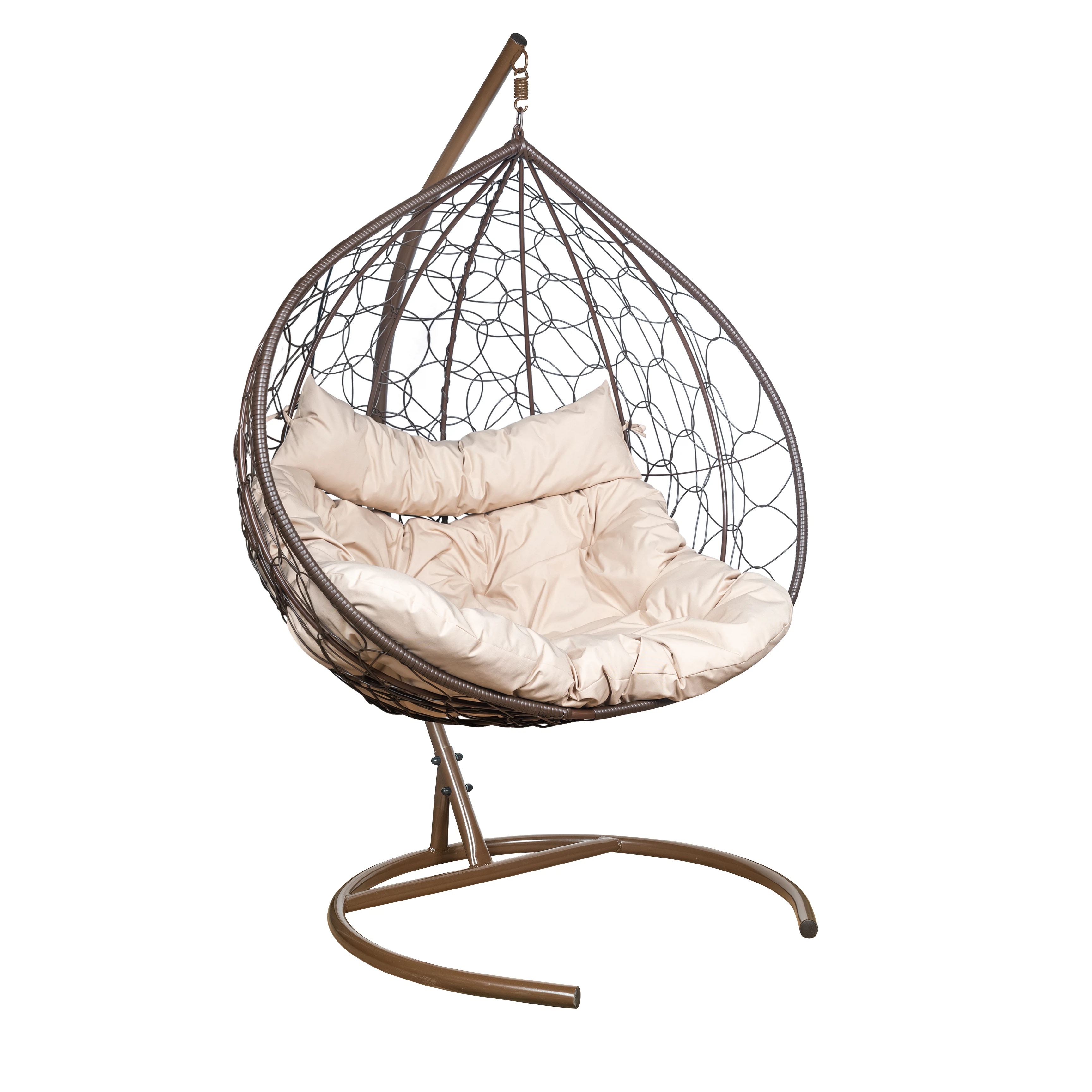 Изображение товара Подвесное кресло Leset Бали коричневое с бежевой подушкой