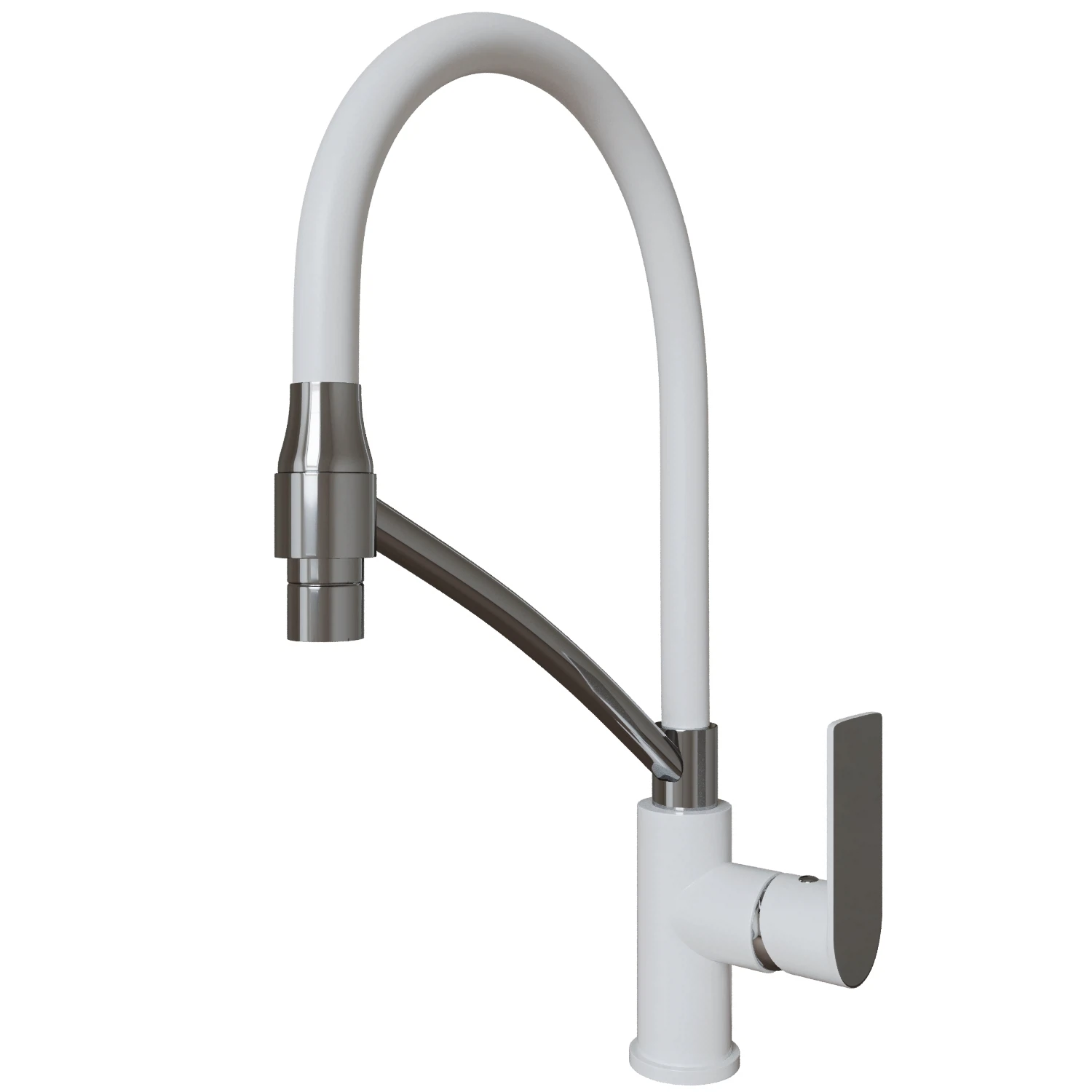Изображение товара Смеситель для кухни Mixline ML33-108 City White с гибким излив и боковым рычагом