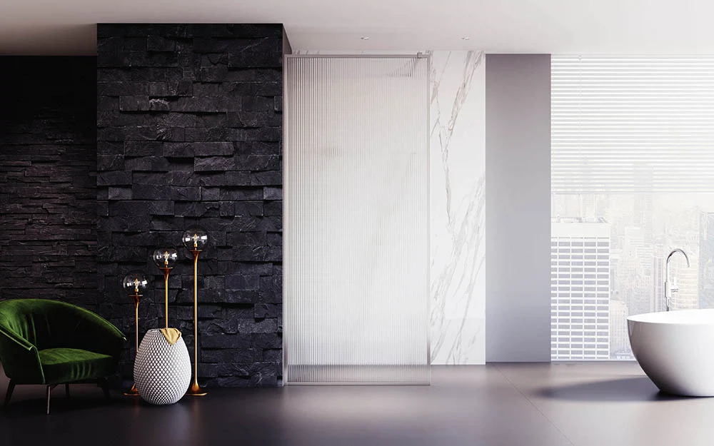 Изображение товара Душевая перегородка Veconi Korato KR-81F, 1000x2000, хром, стекло рифленое осветлённое