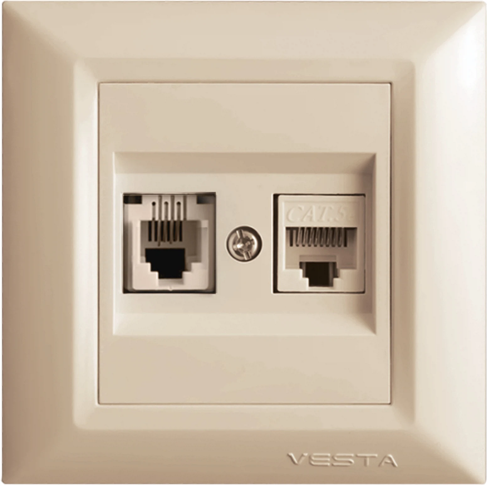 Изображение товара Розетка Vesta-Electric Roma Cream для сетевого кабеля LAN и Phone
