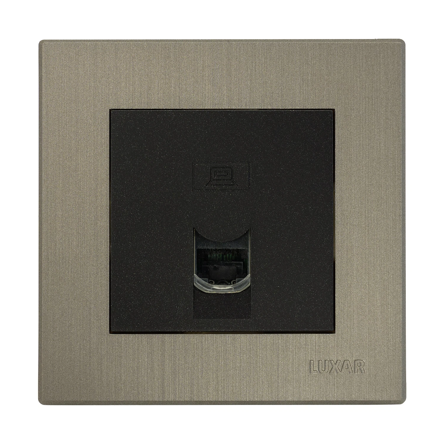 Изображение товара Розетка LUXAR Mosaic с/у компьютерная RJ-45 черная/титан с рамкой (20.045.03)