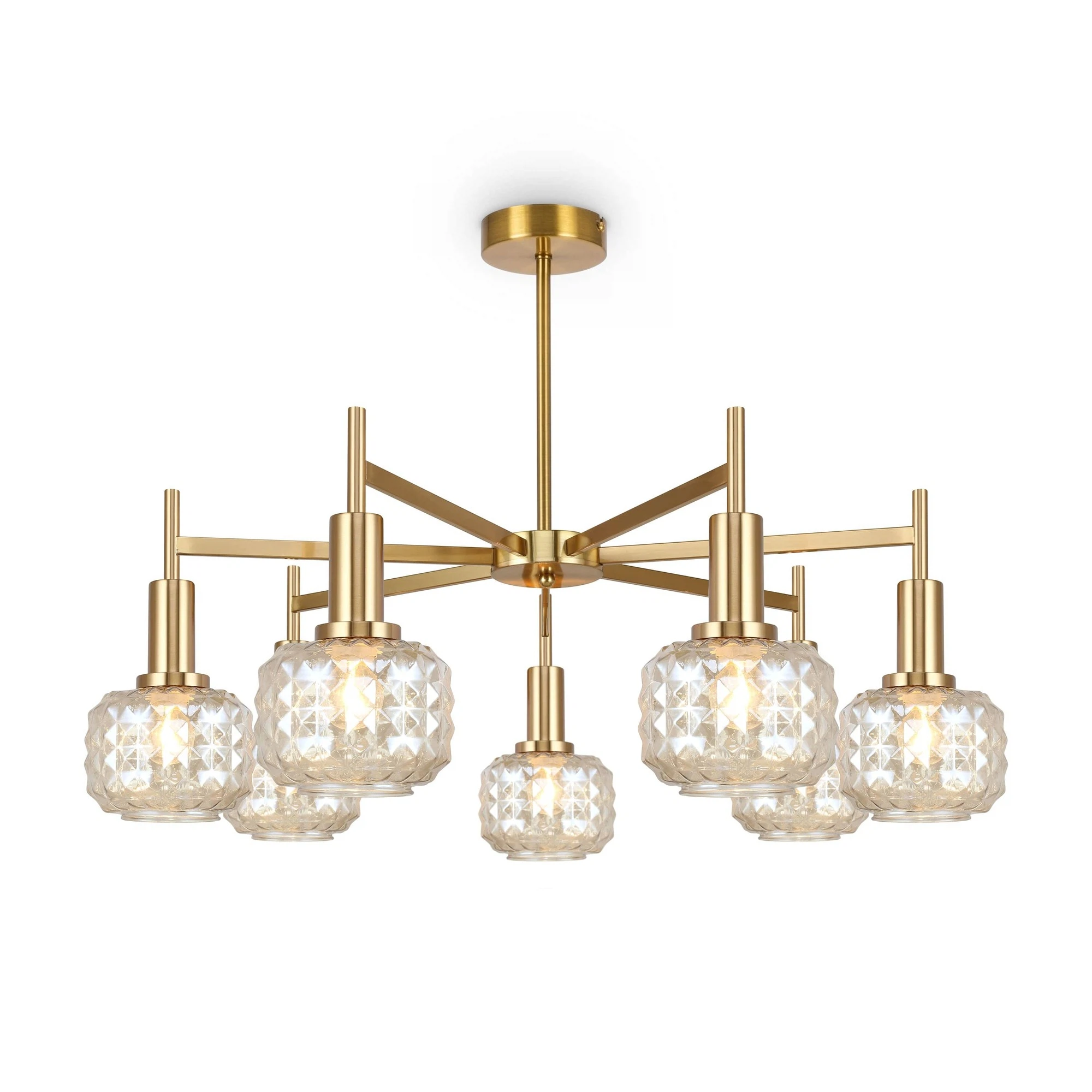 Изображение товара Люстра Freya FERO FR5366CL-07BS стиль модерн с стеклянными плафонами и латунной арматурой