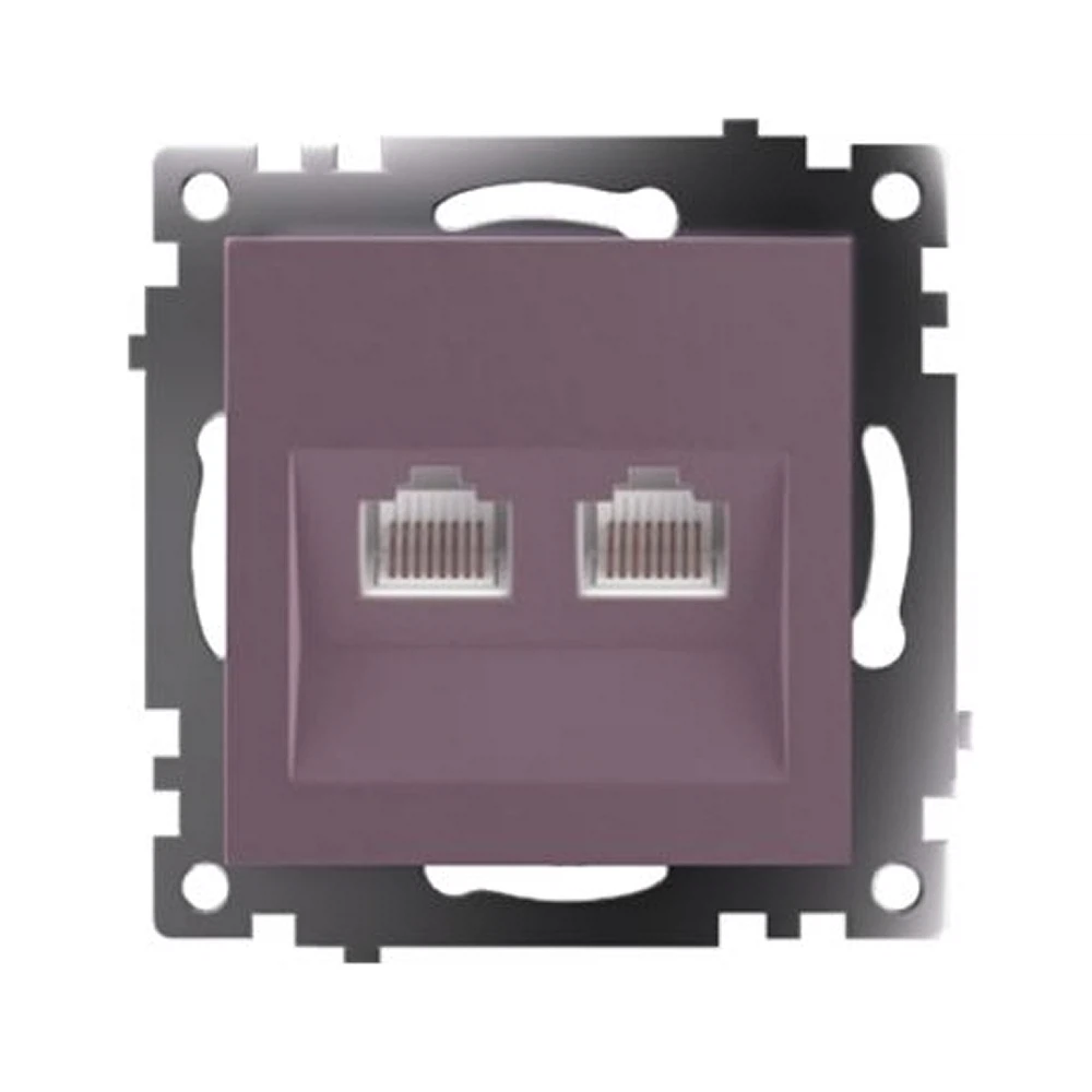 Изображение товара Розетка компьютерная 2-местная RJ-45 (механизм) STEKKER GLS00-7109-04, серия Катрин, шоколад