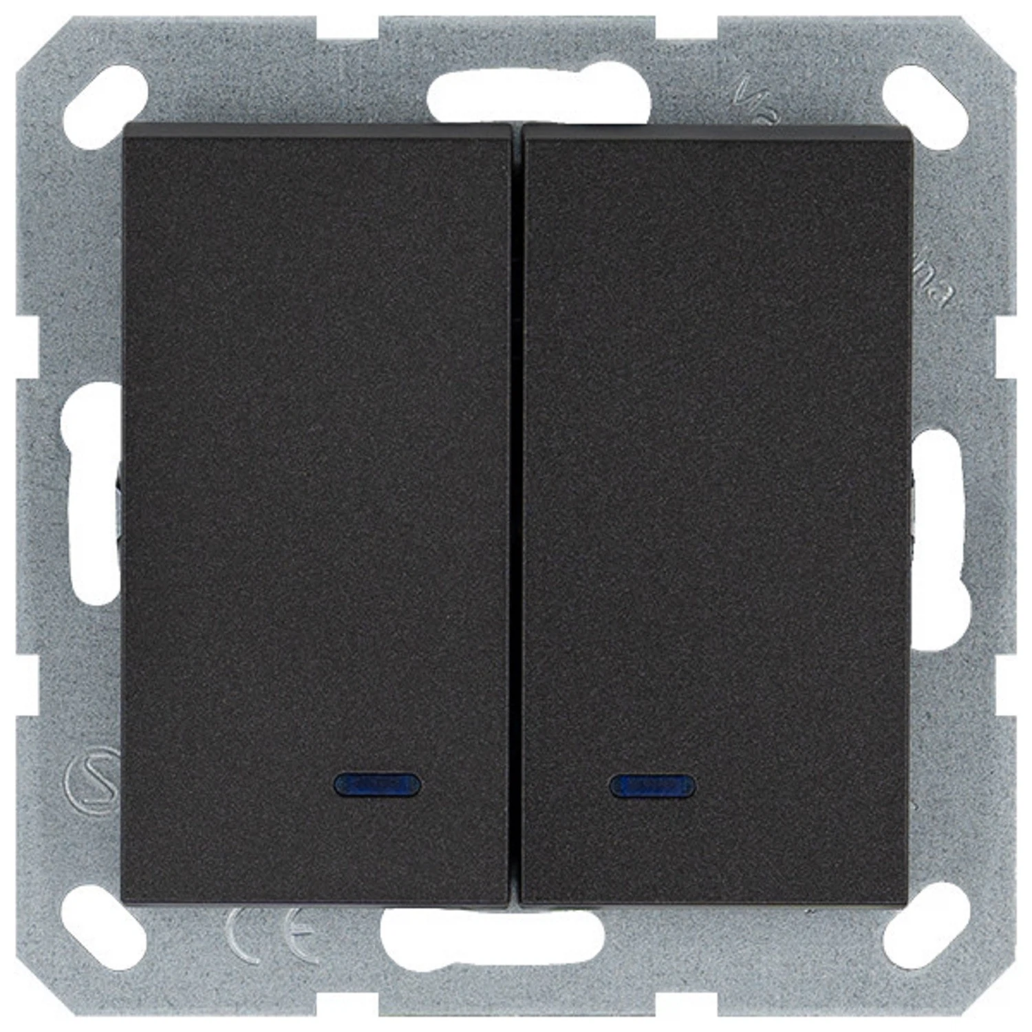 Изображение товара Выключатель 2-кл с подсветкой Jasmart G Антрацит 10A 250V~