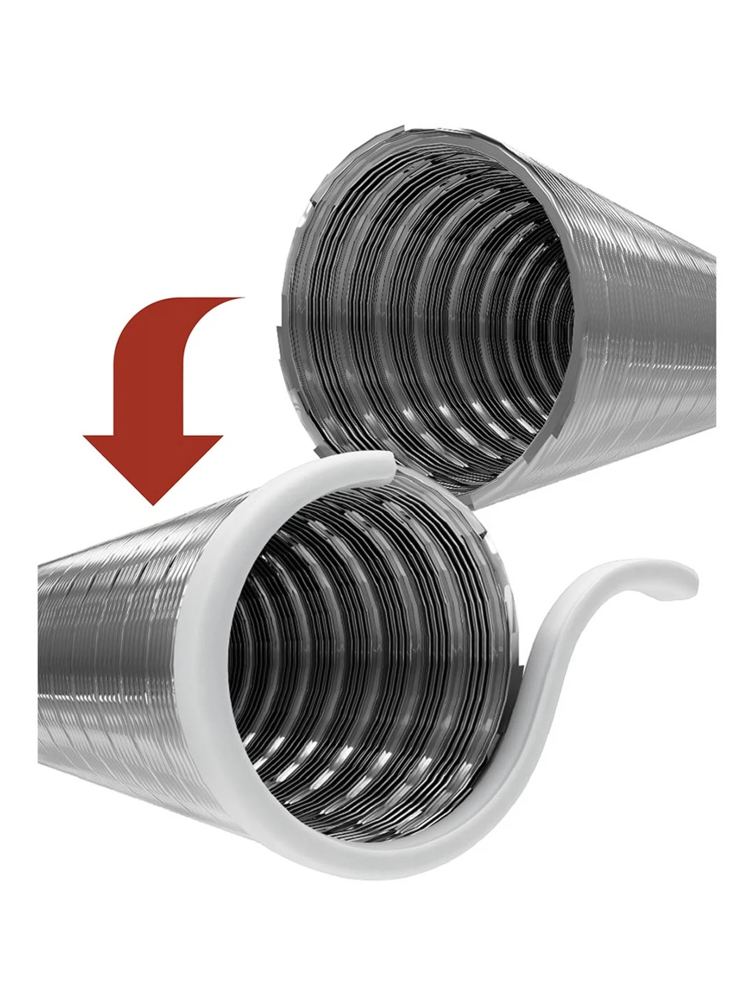 Изображение товара Гибкий гофрированный воздуховод 80 мм из нержавеющей стали длиной 1 м ERА