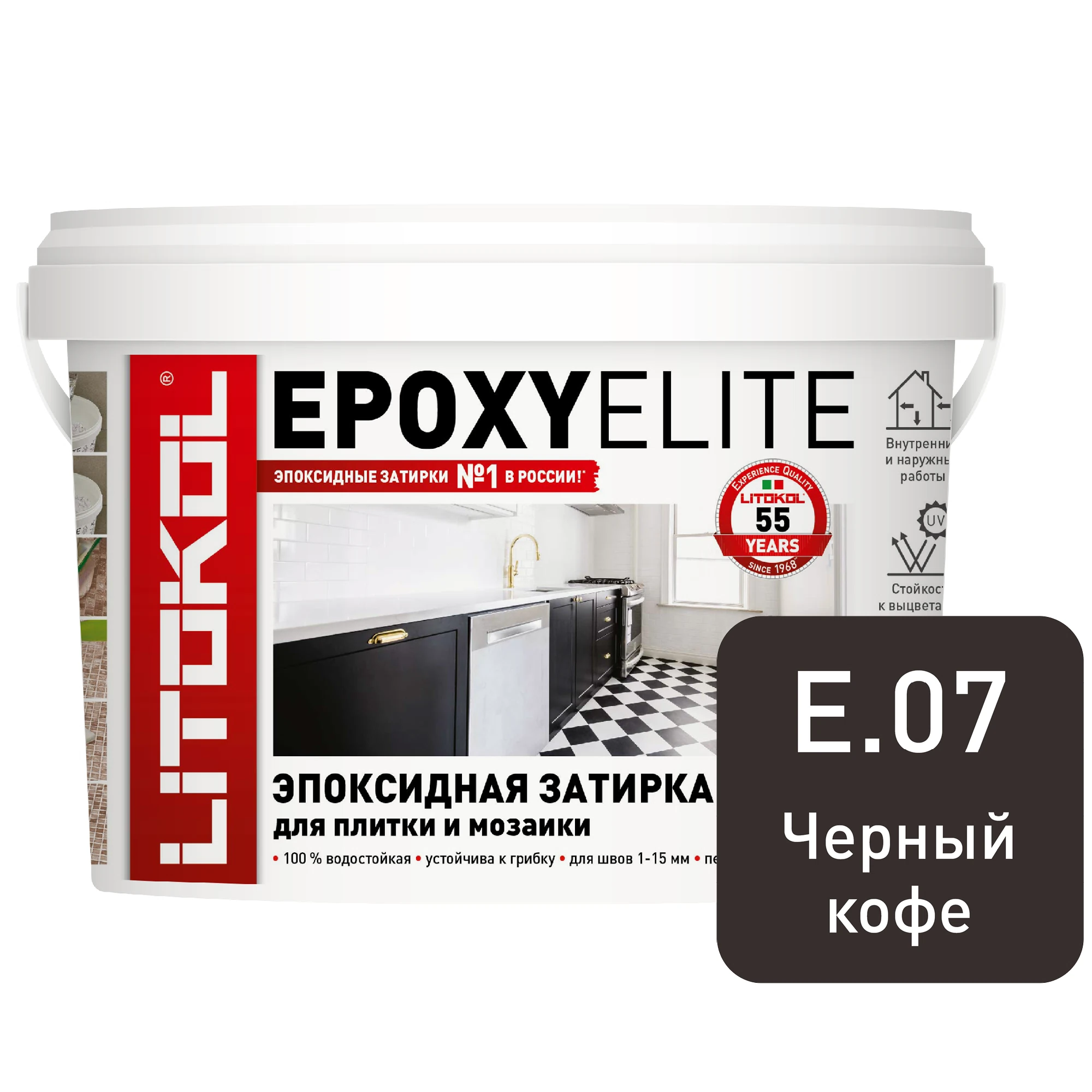 Изображение товара Затирка эпоксидная LITOKOL EpoxyElite, Черный кофе, 2 кг