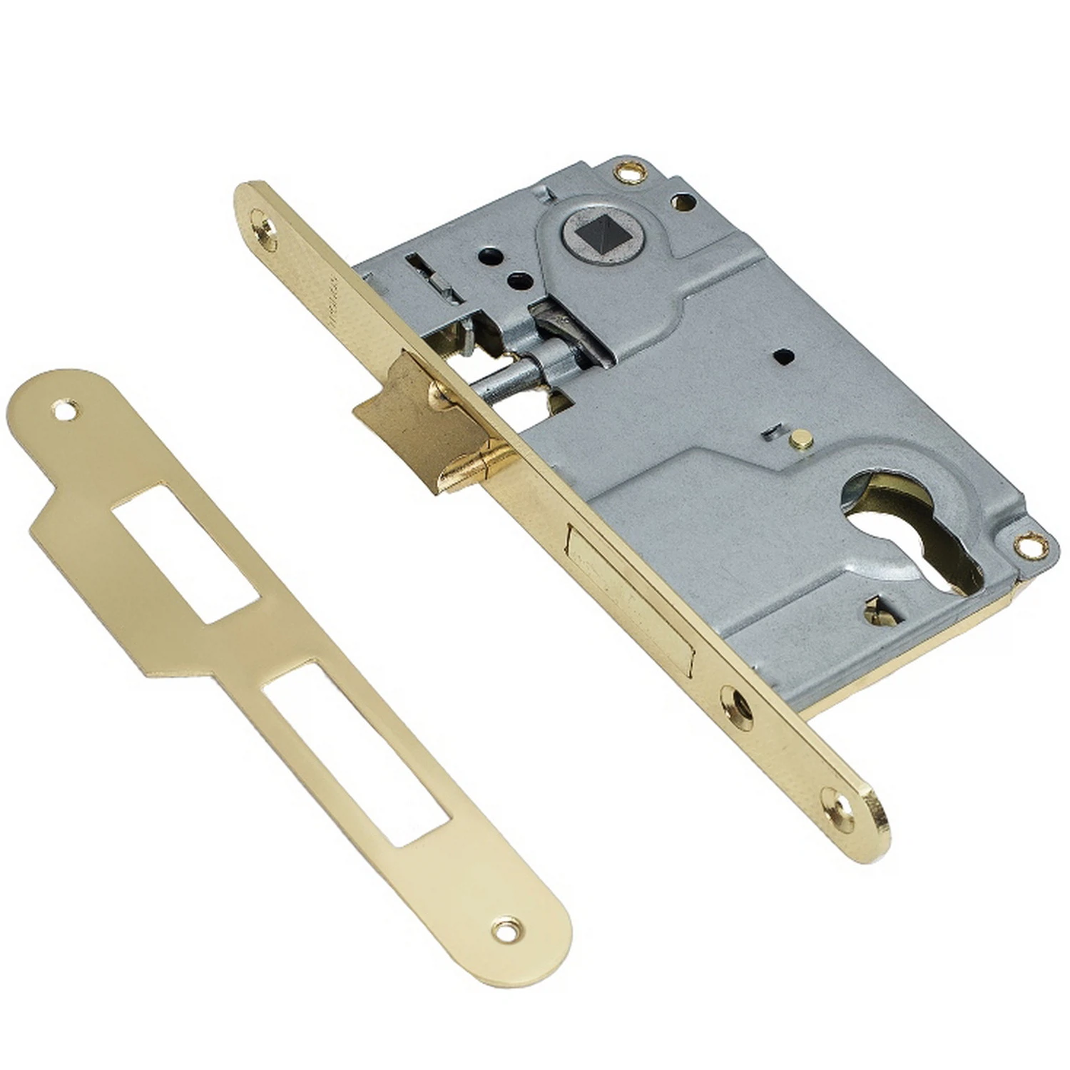 Изображение товара Замок врезной TRODOS 85R1 под цилиндр PB (золото)