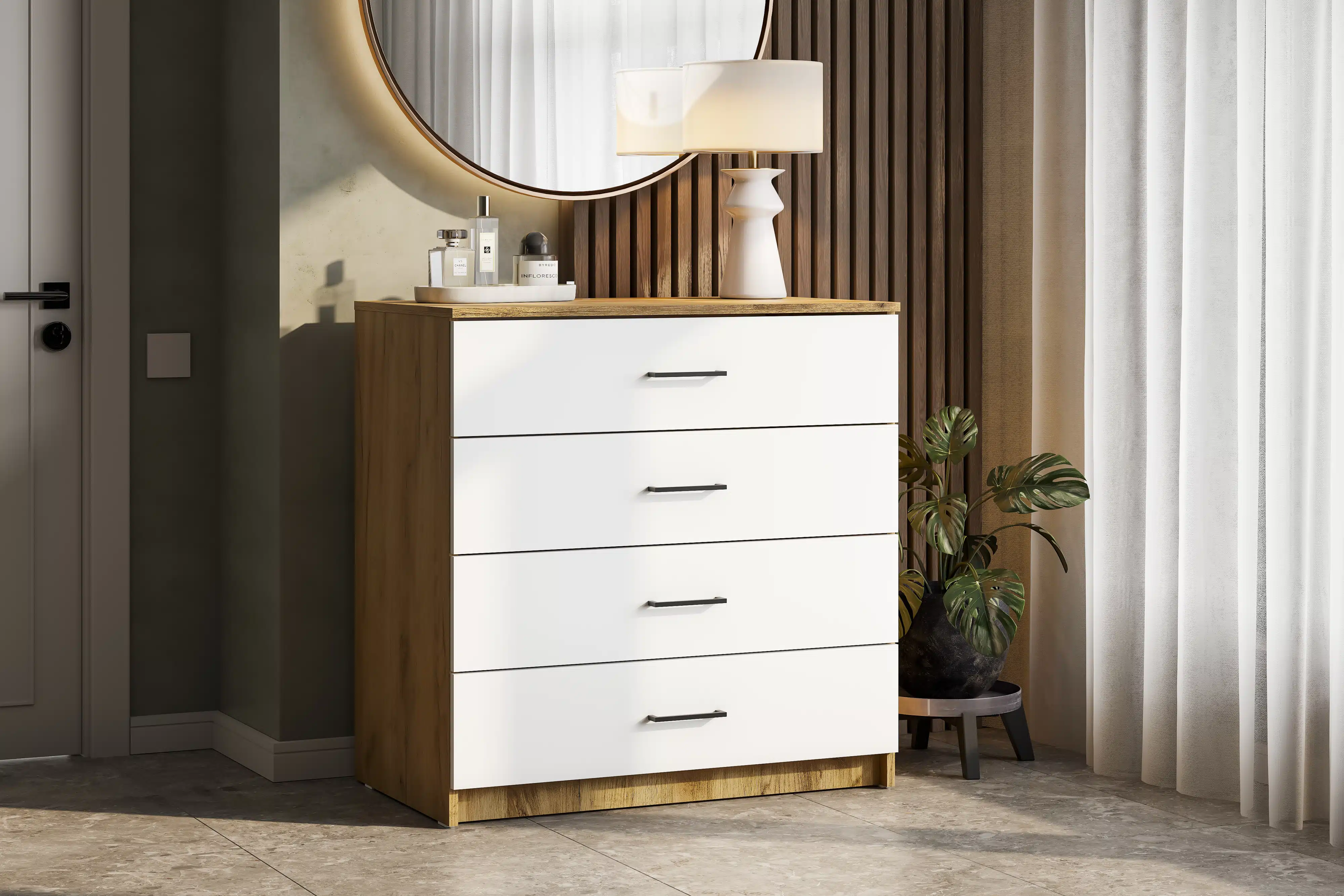 Изображение товара Комод КМ 29 85.2 * 86.6 см. ЛДСП белый ящ. 4