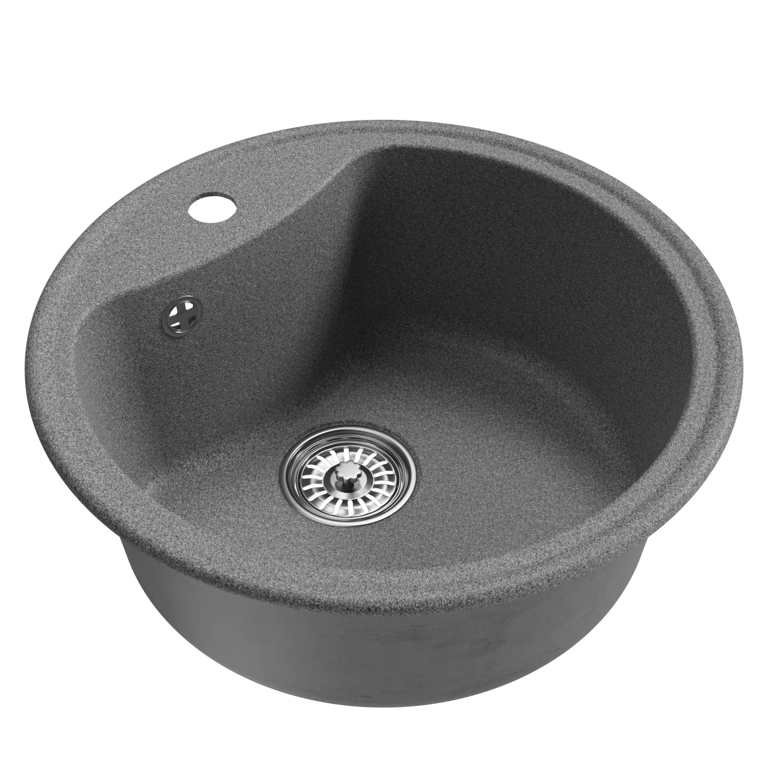 Изображение товара Круглая мойка из искусственного мрамора ML-GM09 Темно-серая 510 мм с сифоном