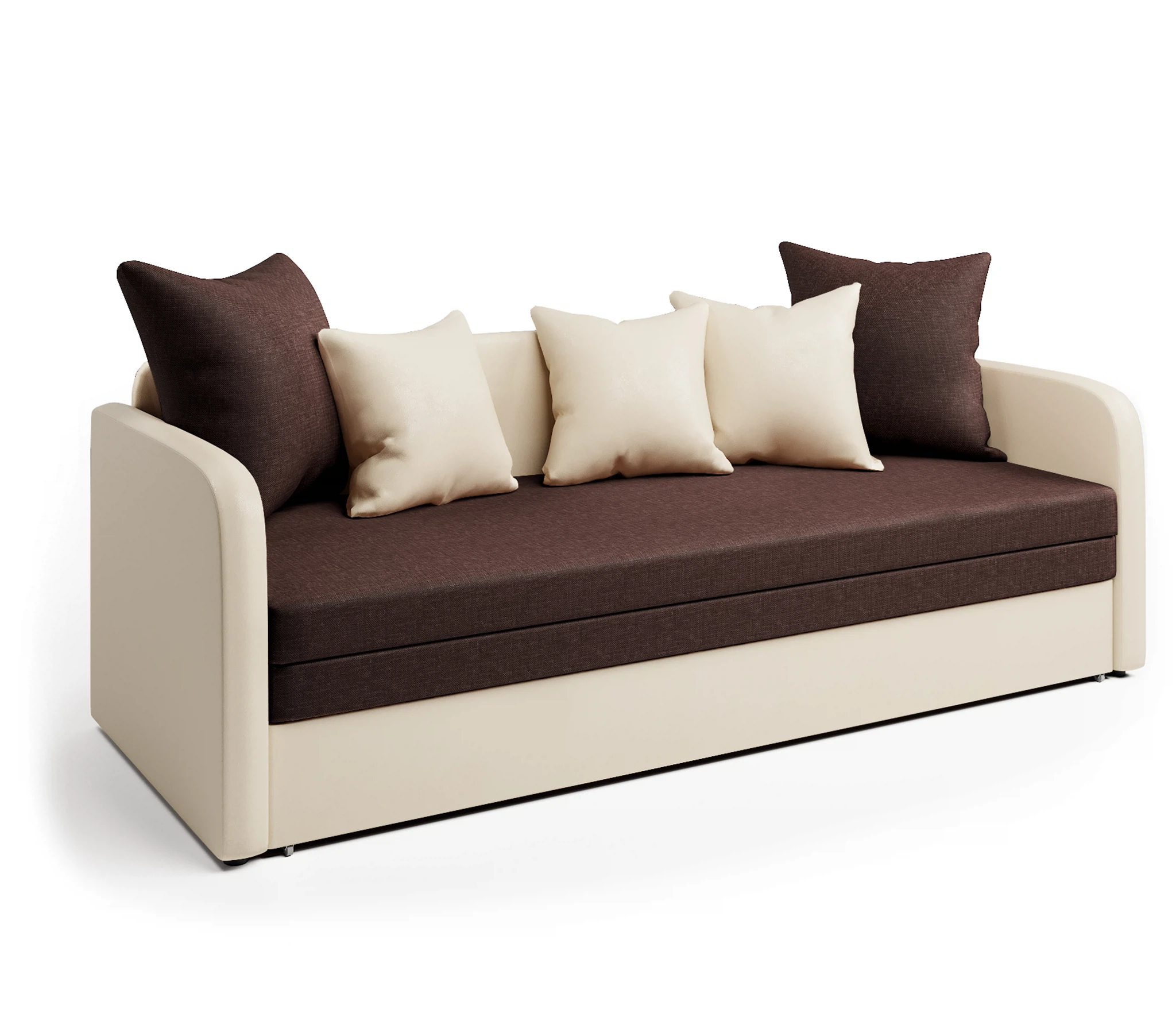 Изображение товара Современная софа Трио из рогожки и экокожи с бельевым ящиком