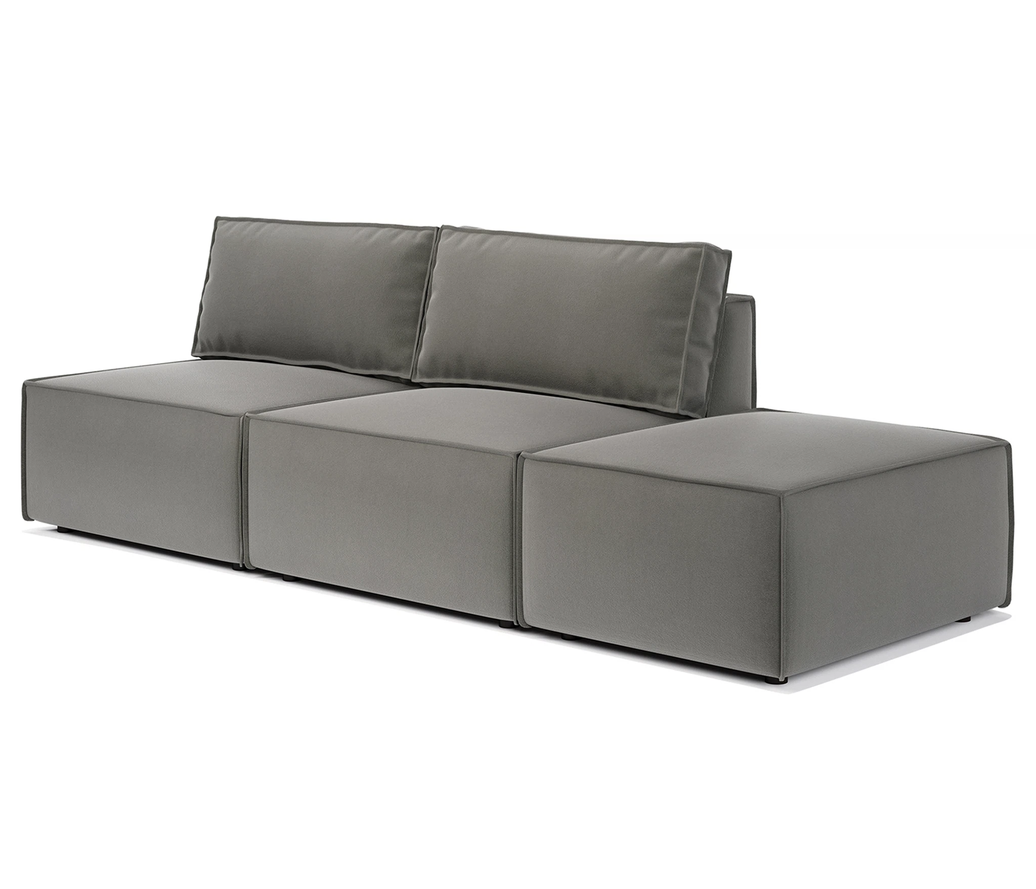 Изображение товара Диван прямой модульный с пуфом Гамма 25 265х95х70 см, правый велюр серый