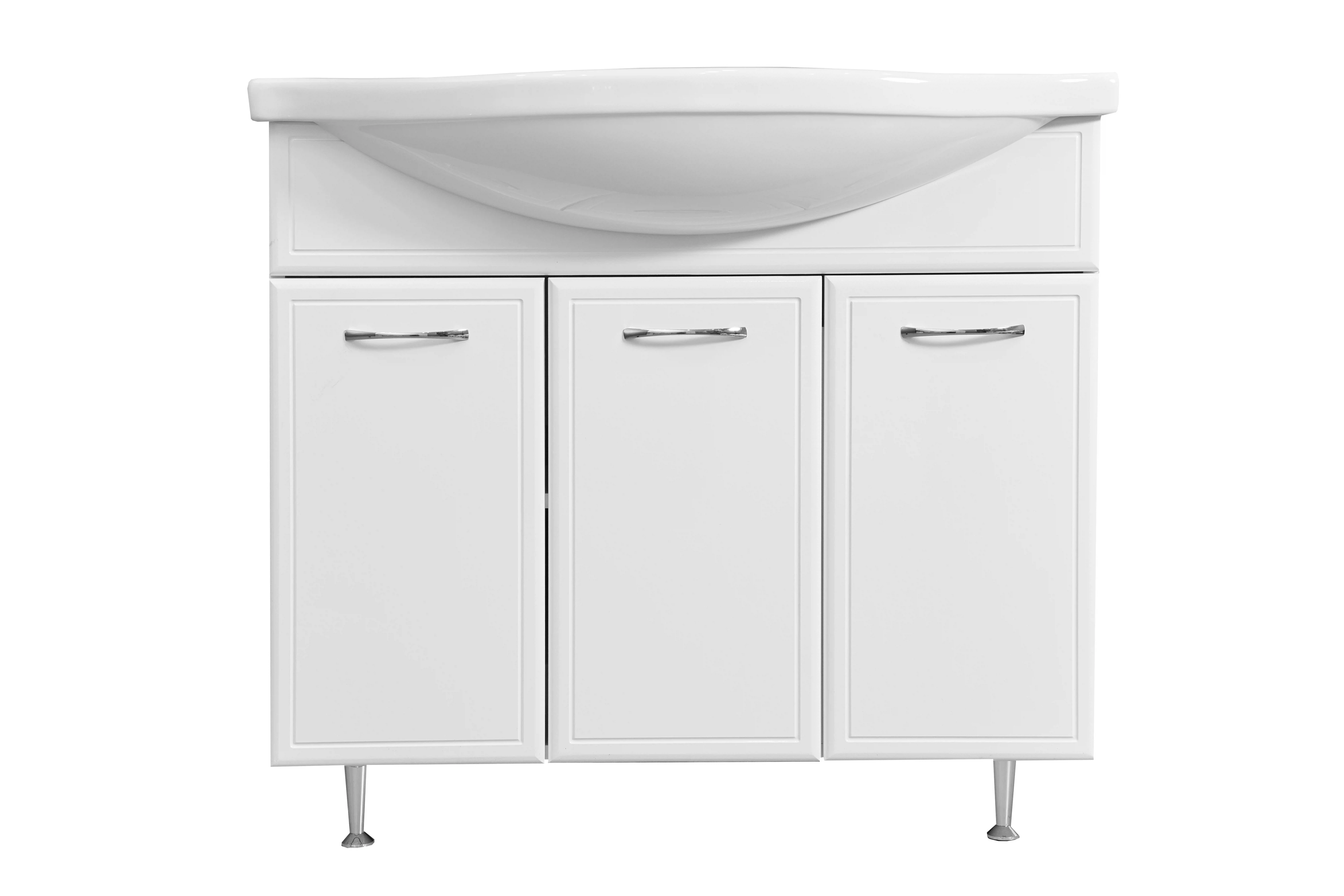 Изображение товара Практичная напольная тумба Концепт 90 Stella Polar для ванной с корзиной и фасадами МДФ