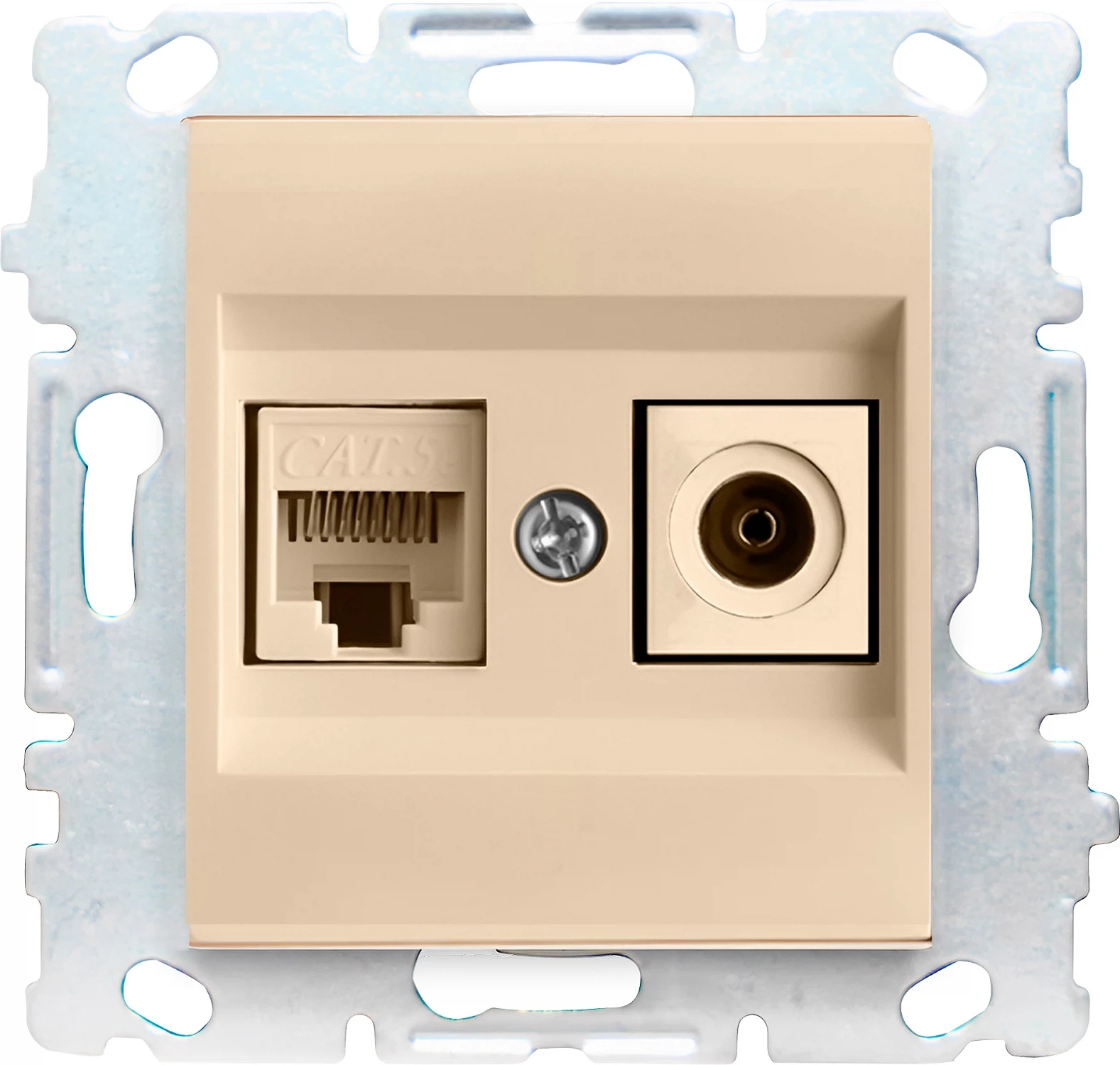 Изображение товара Розетка Vesta-Electric Cream для сетевого кабеля LAN + TV без рамки