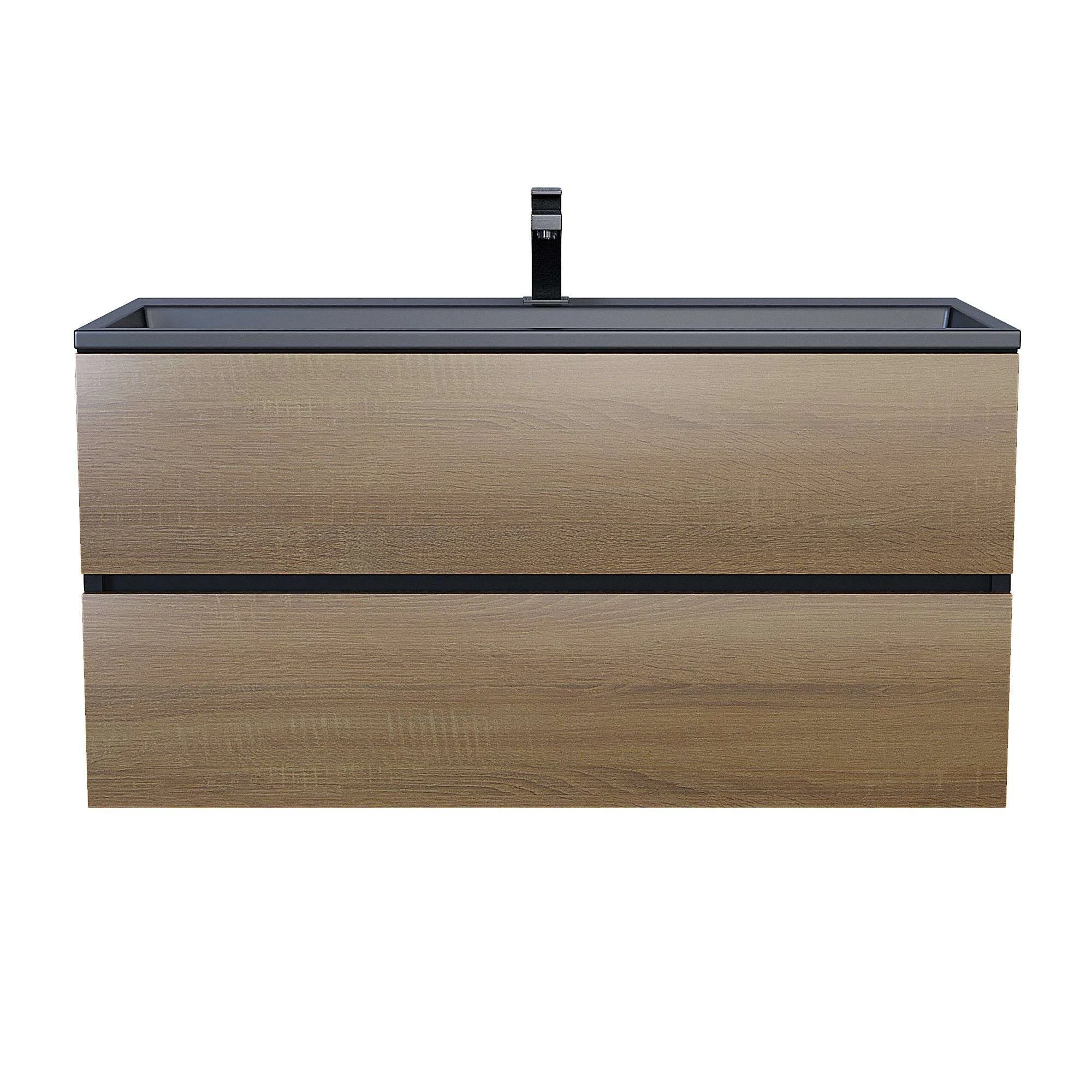 Изображение товара Тумба под раковину Uperwood Barsa 100х45х55 см подвесная черная дуб сонома