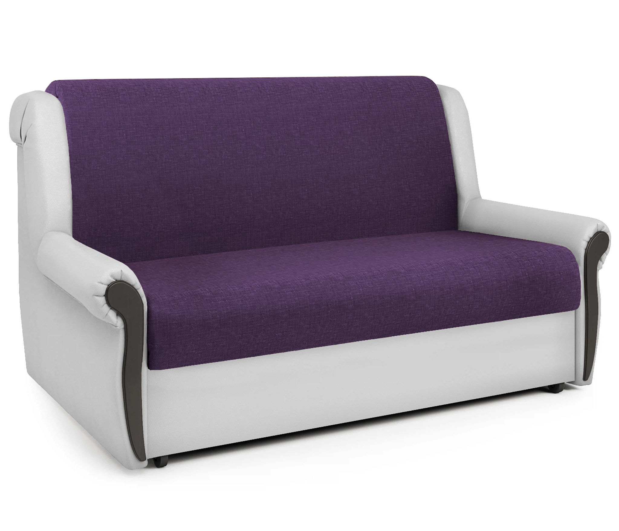 Изображение товара Диван-кровать Аккорд М 100 фиолетовая рогожка и экокожа белая