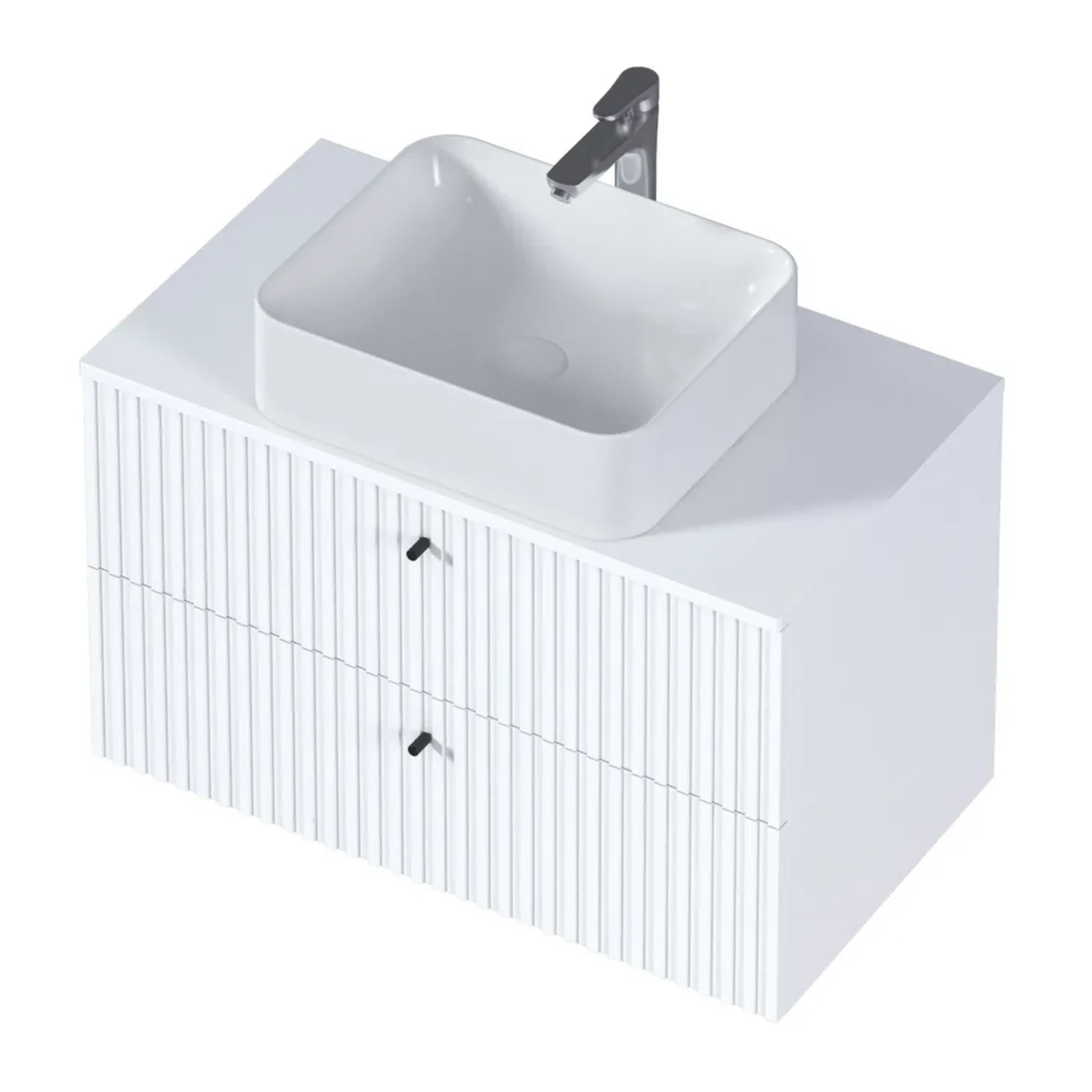 Изображение товара Тумба под раковину Desire 800х487х450мм белая с ящиками для ванной