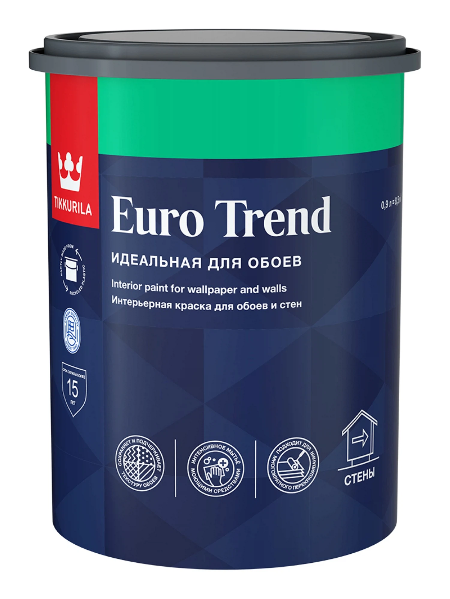 Изображение товара Краска интерьерная TIKKURILA EURO TREND, для обоев и стен, база A (0,9л)