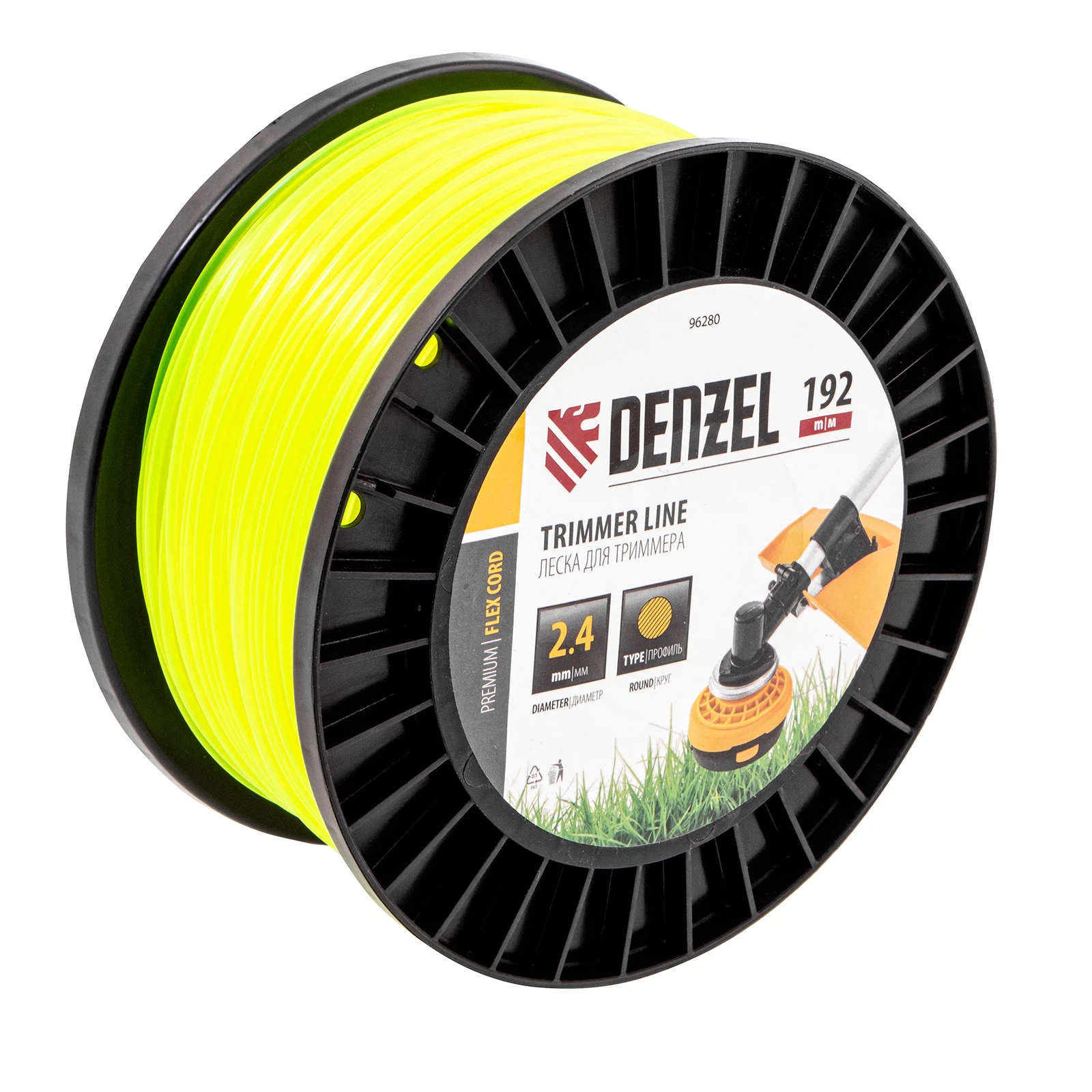 Изображение товара Леска для триммера круглая 2.4 мм 192 м Denzel FLEX CORD