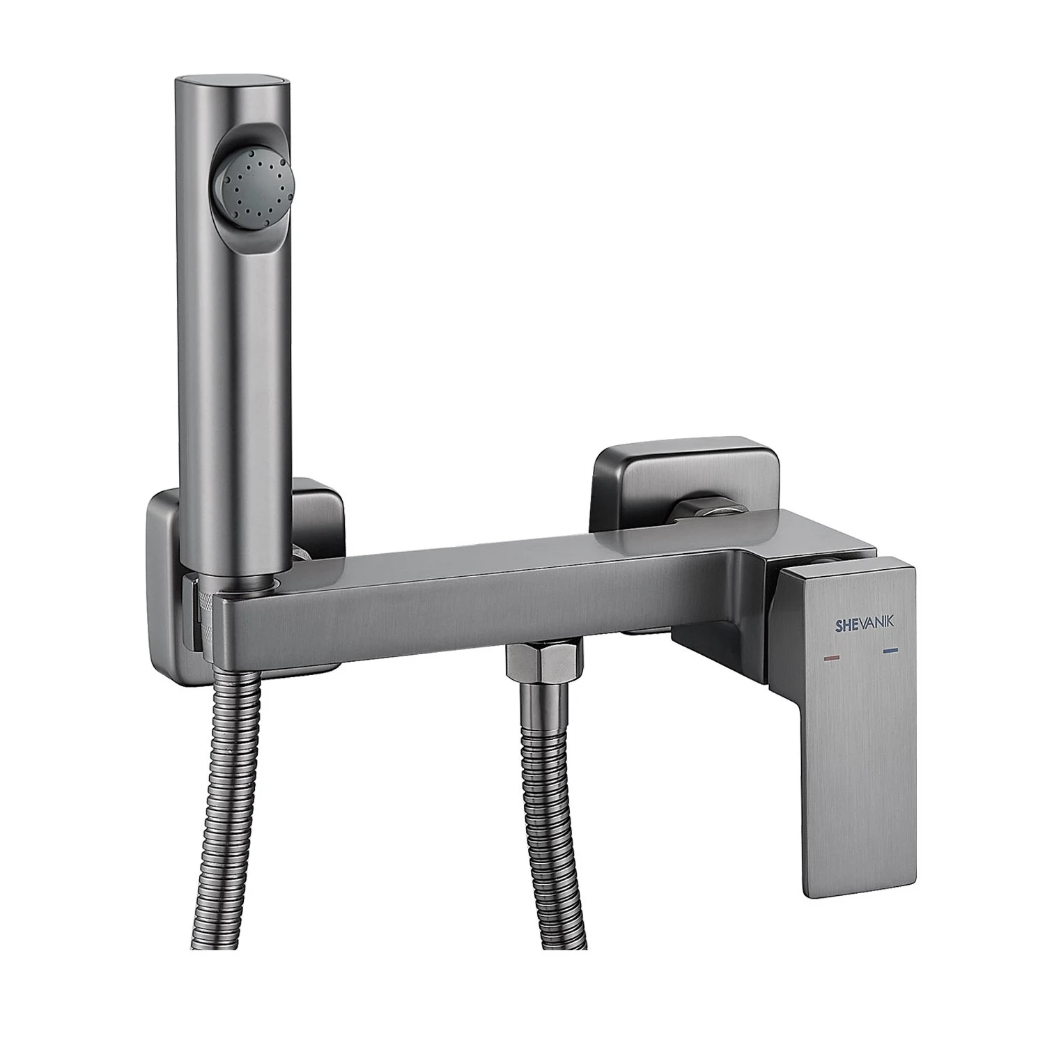 Изображение товара Гигиенический душ со смесителем Shevanik S9605T-1, оружейная сталь