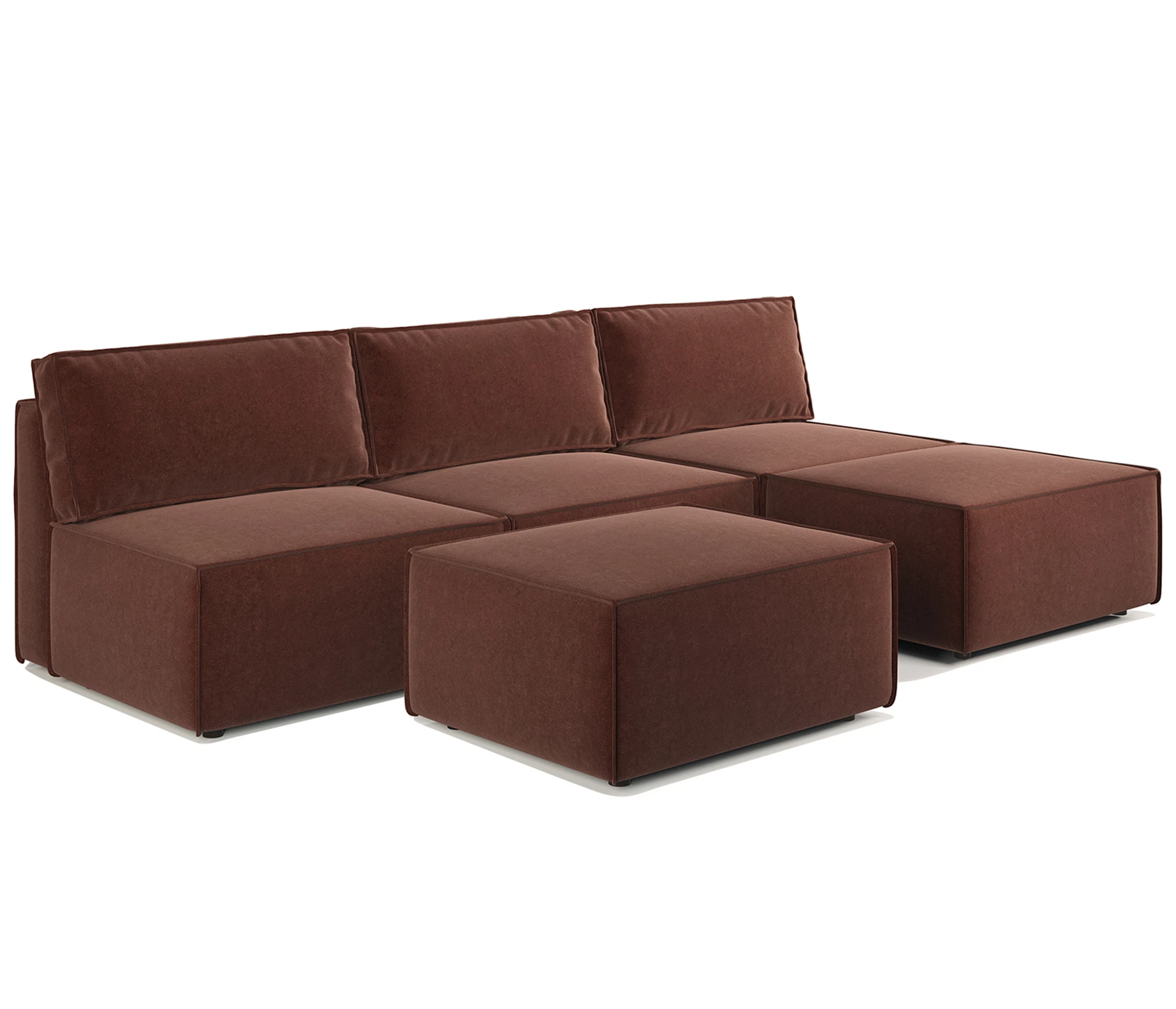 Изображение товара Угловой диван модульный Гамма 25 285х170х70 см, правый велюр Дрим шоколад