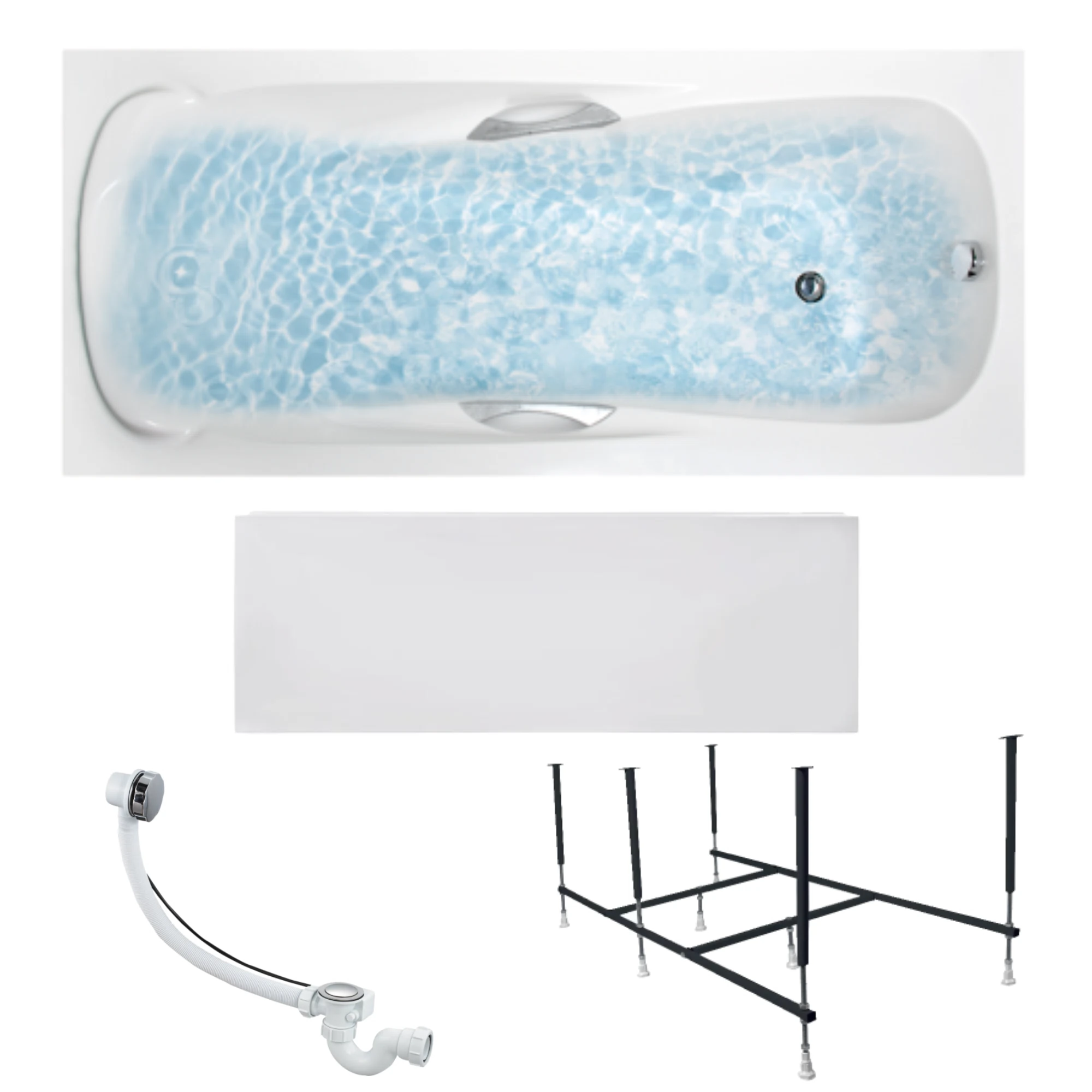 Изображение товара Акриловая ванна 1MARKA CALYPSO 170x75 прямоугольная с каркасом и слив-переливом