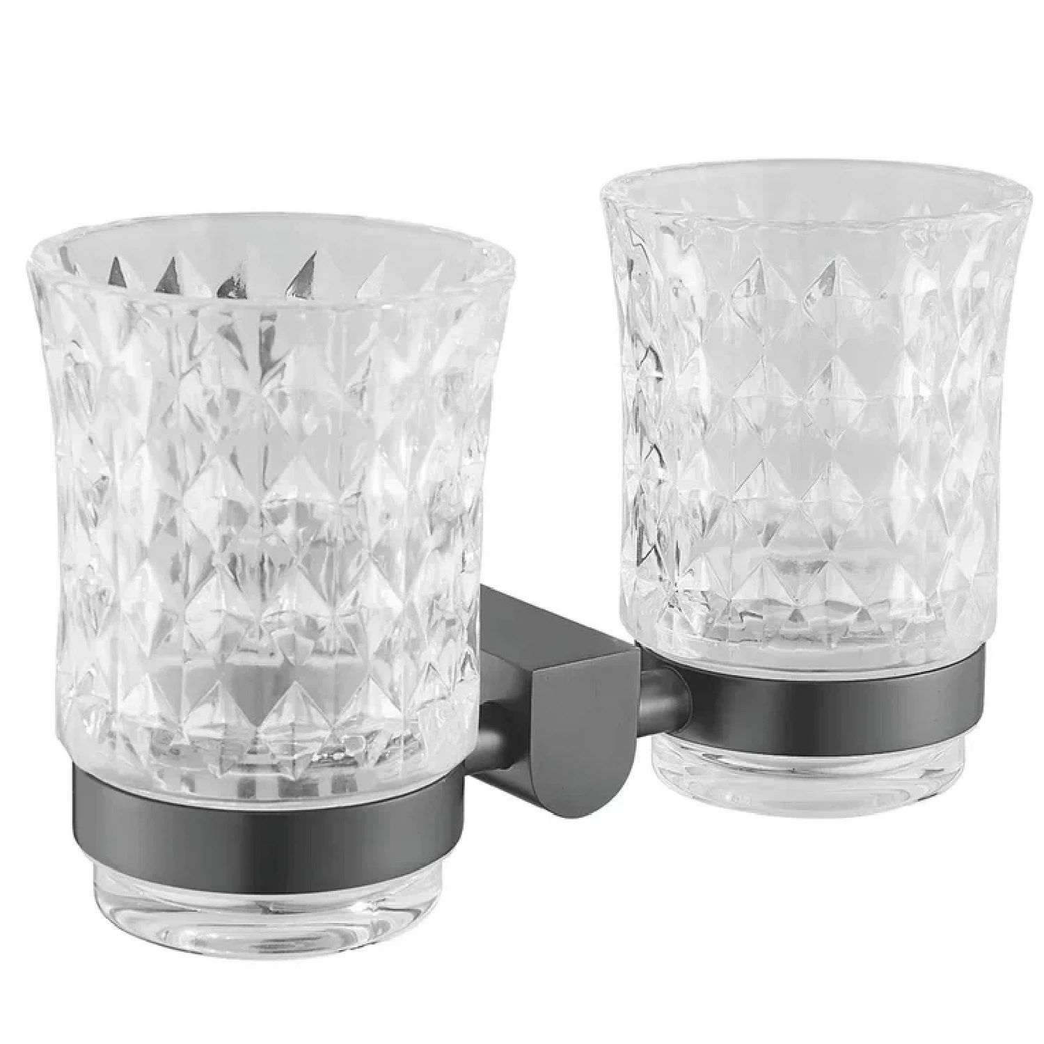 Изображение товара Стакан двойной Rose RG1722T пепельный — настенный держатель для зубных щеток