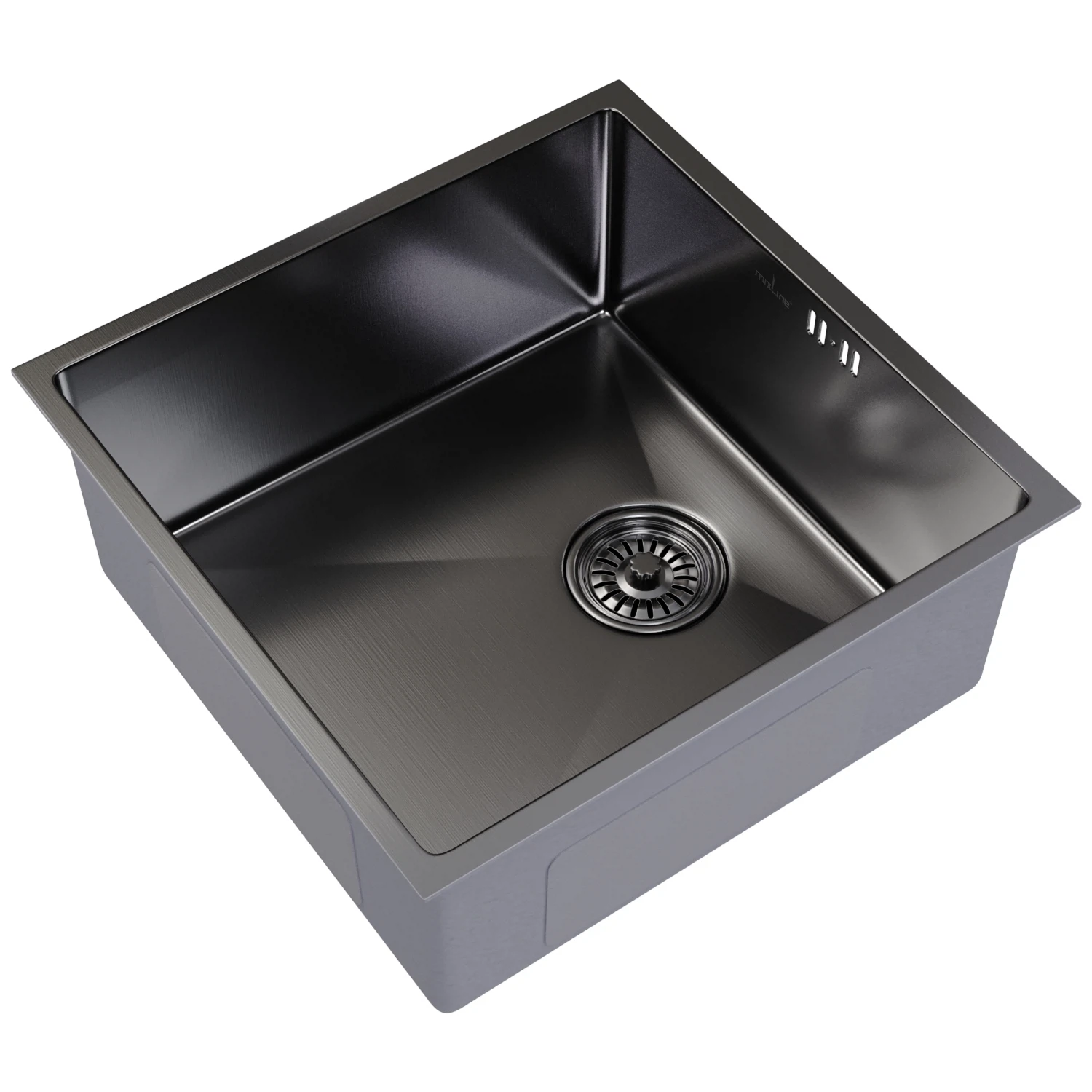 Изображение товара Мойка подст.монтаж 50х50 (3,0) вып 3 1/2  MIXLINE PRO 20см с сифоном (черный графит)