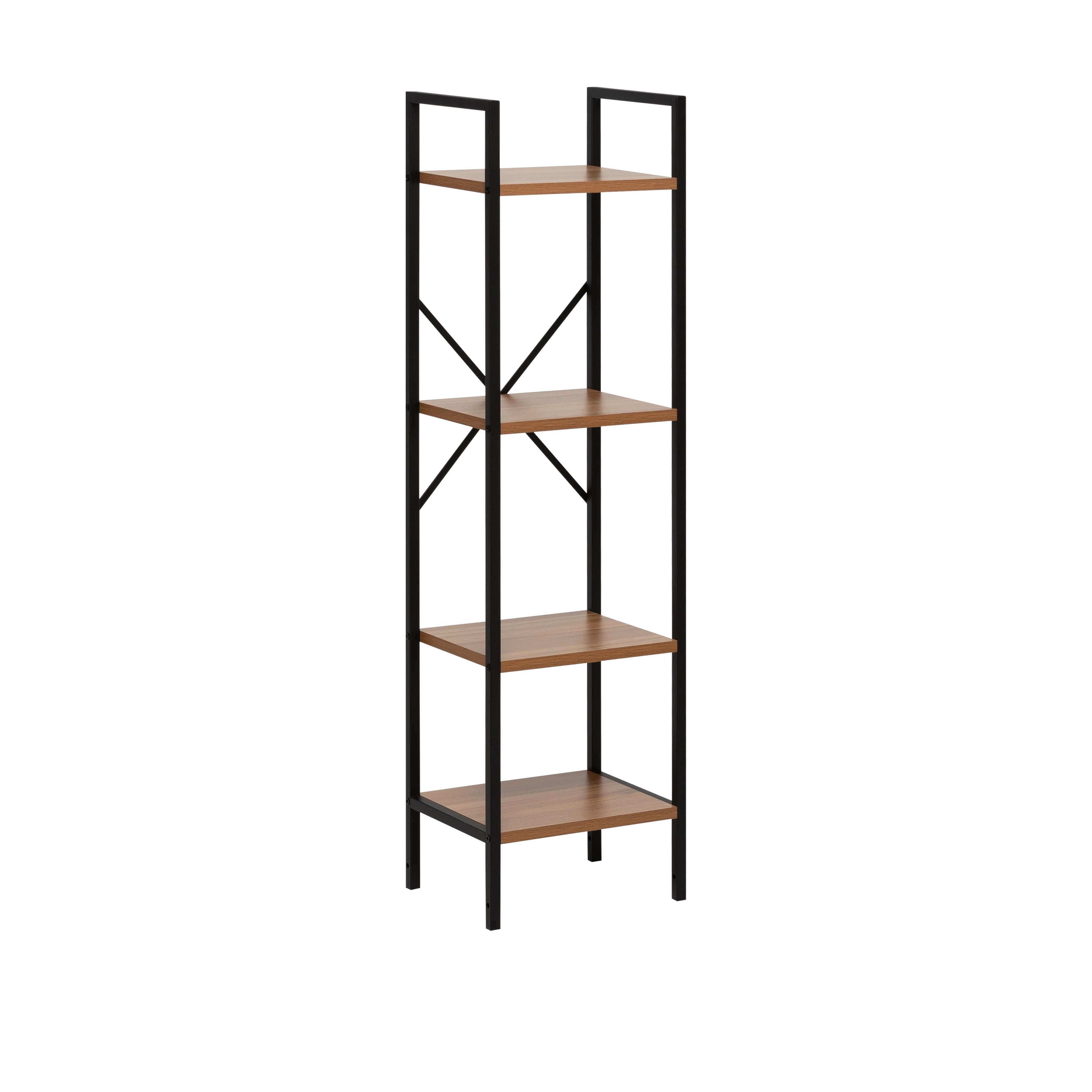 Изображение товара Стеллаж Стилвуд 14 узкий на 4 полки Черный/Орех Лион светлый, Россия
