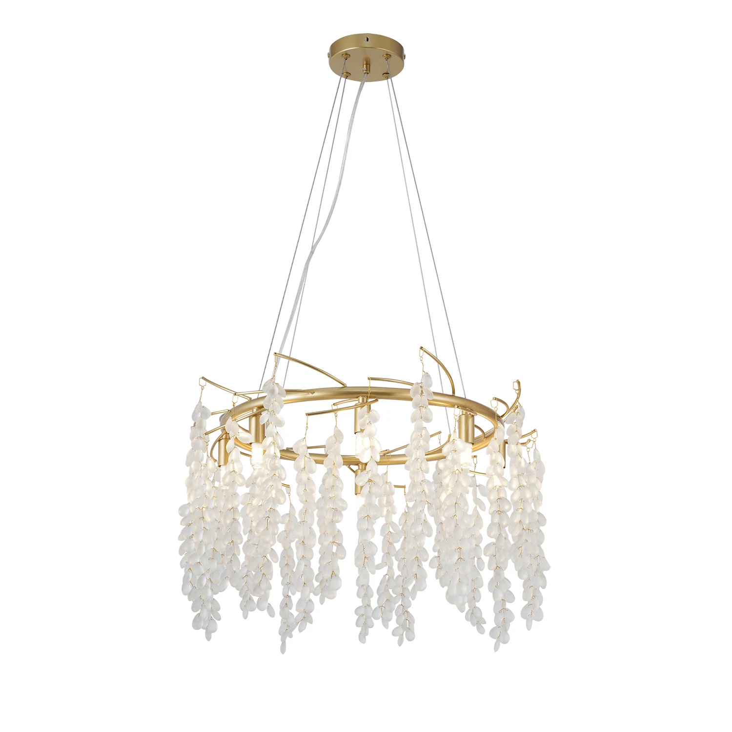 Изображение товара Подвесная люстра Favourite Desmi 4108-8P с декором из стеклянных капель, 8 ламп, IP20, золото