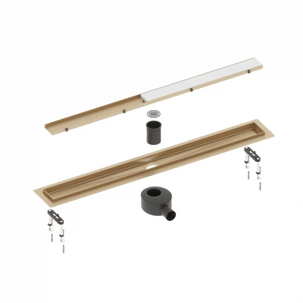 Изображение товара Dушевой лоток TIMO DS230208/17 — матовое золото, прямоугольный, 80 см