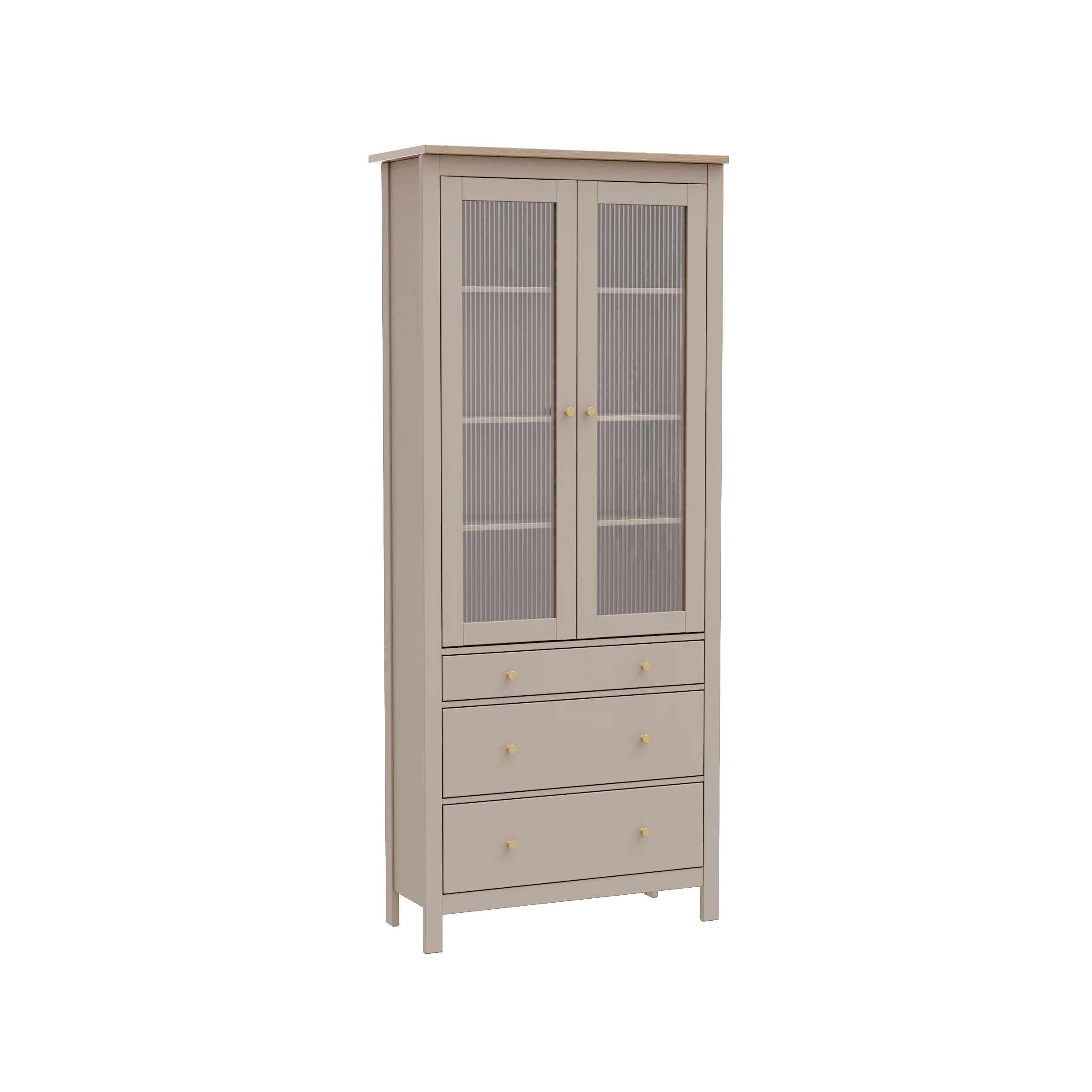 Изображение товара Стеллаж САГА широкий 215*90*41 со стеклом МОРУ кашемир