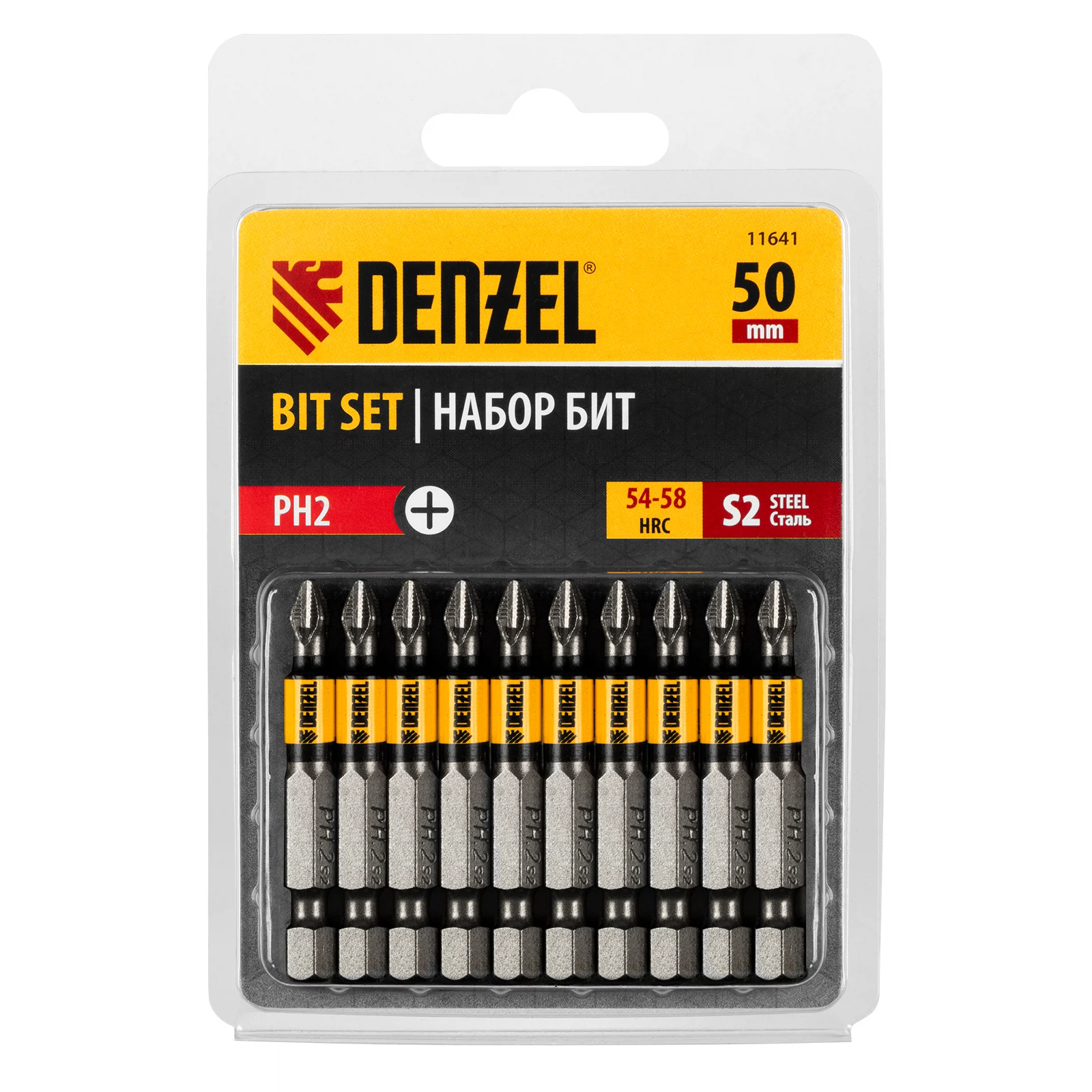 Изображение товара Набор бит Denzel PH2x50, сталь S2, 10 шт.