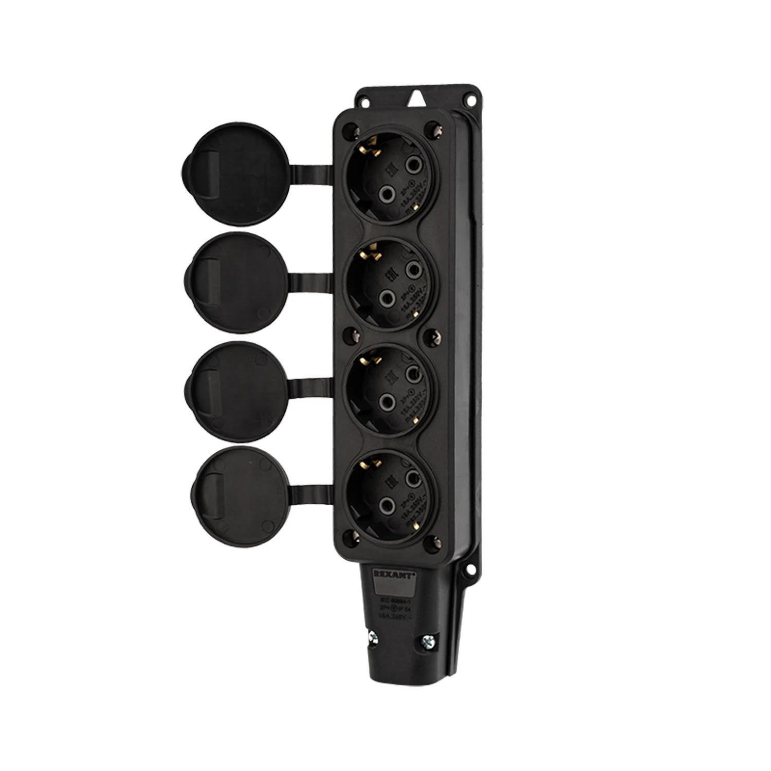 Изображение товара Колодка каучук 4 поста с защитной крышкой IP54 Rexant