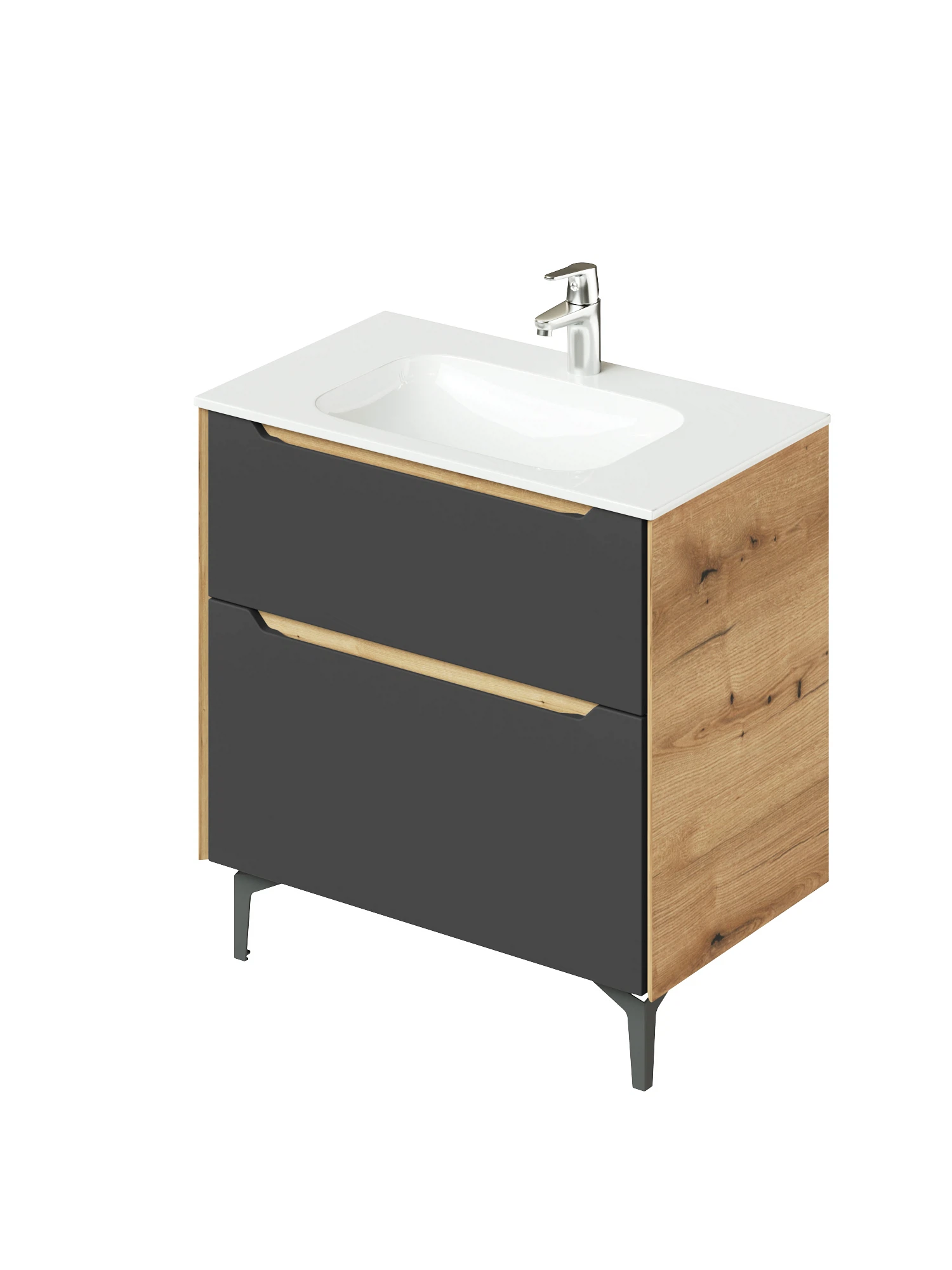 Изображение товара Тумба с раковиной напольная Itana Nill 80 Графит, 804*477*835мм.4657839166849