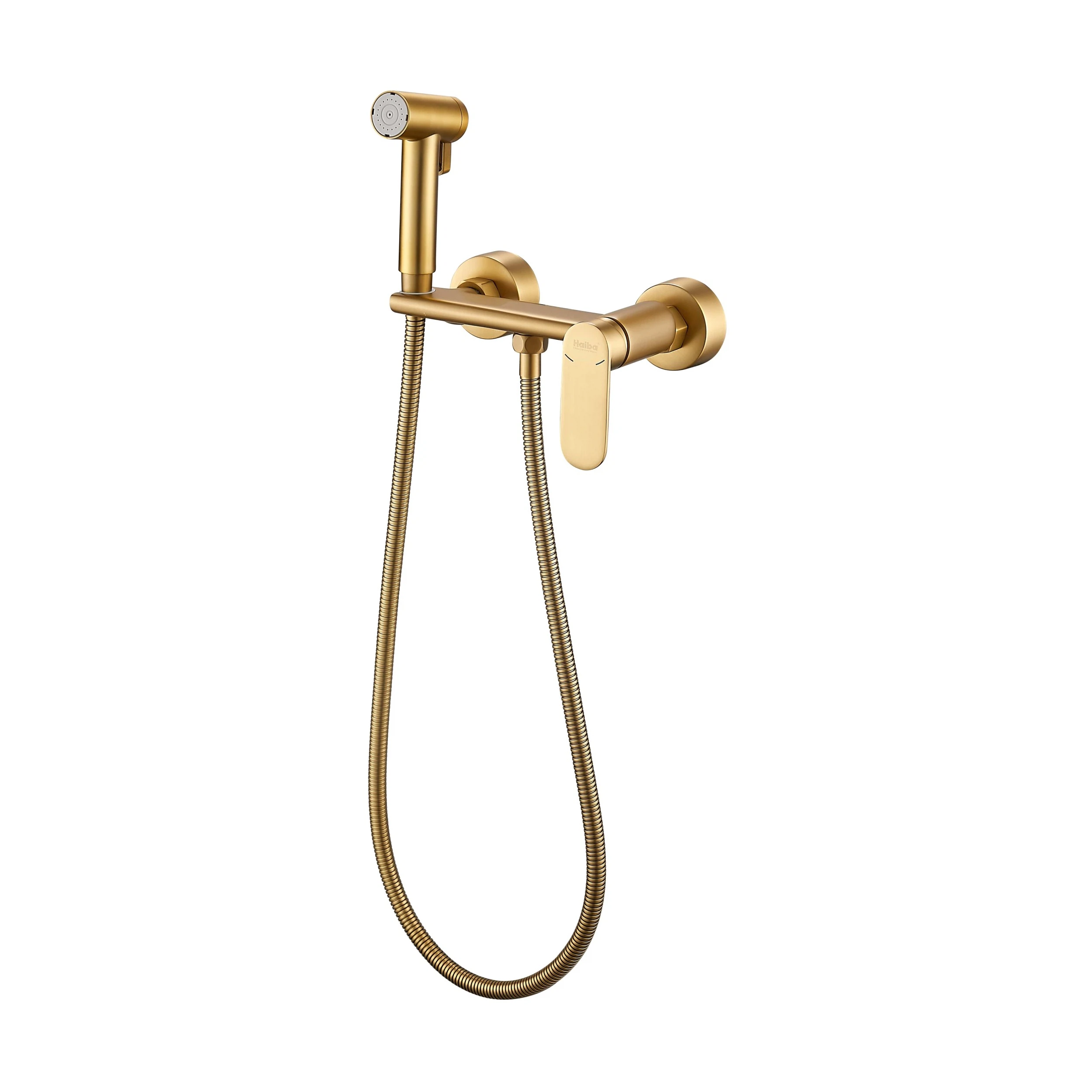 Изображение товара Гигиенический душ со смесителем Haiba HB5516-5, матовое золото