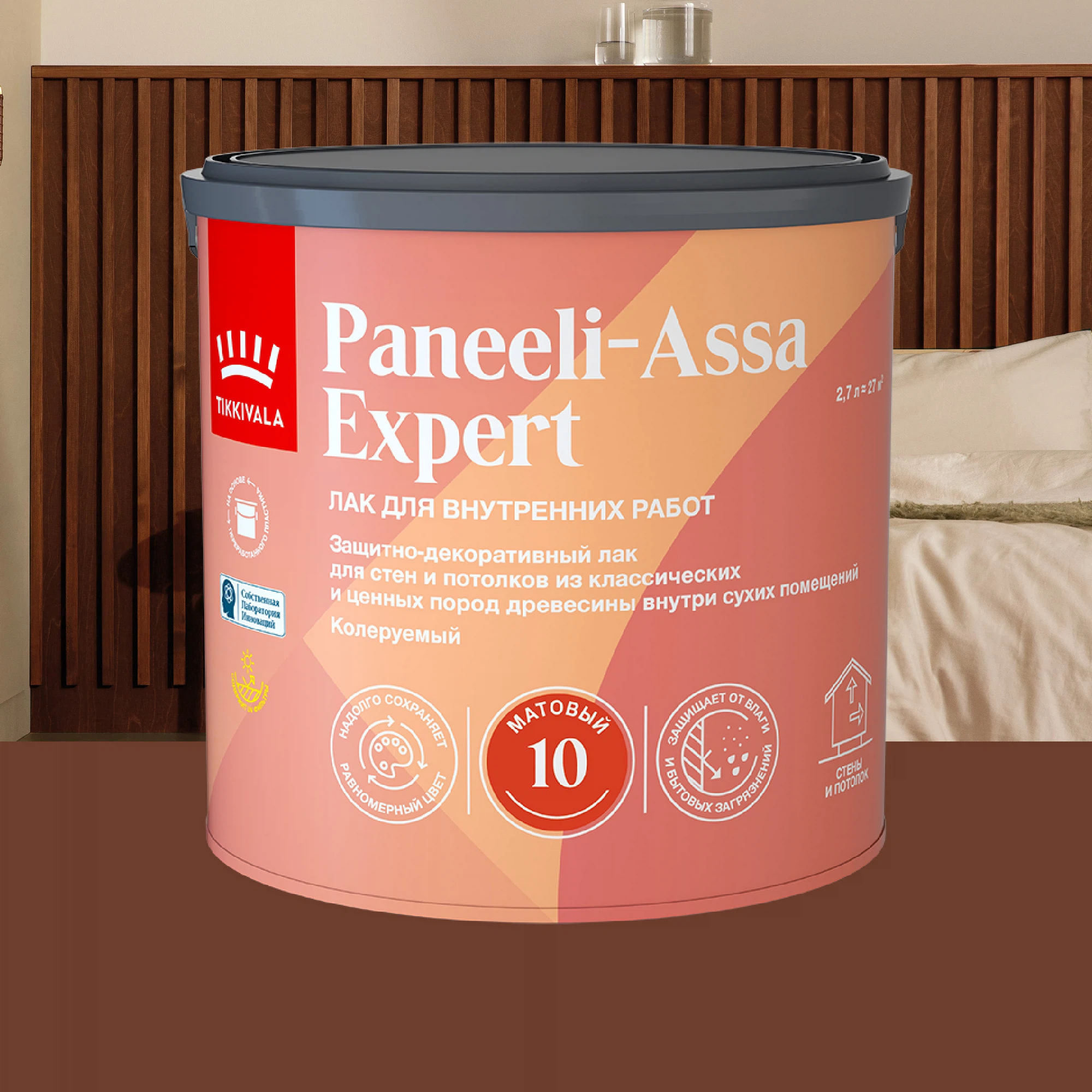 Изображение товара Лак для стен и потолков TIKKURILA PANEELI ASSA EXPERT EP, акриловый, полумат. (2,7л)