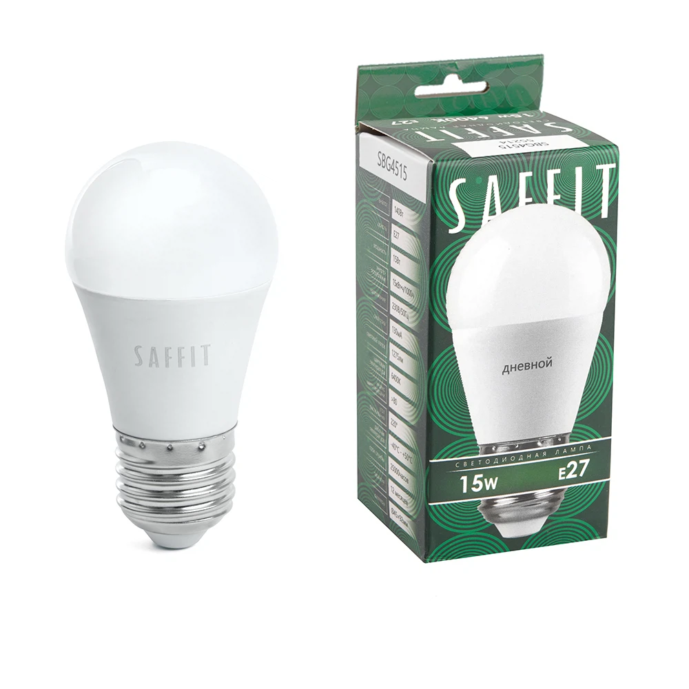 Изображение товара Светодиодная лампа SAFFIT SBG4515 E27 15W холодный свет 6400K Изображение товара Светодиодная лампа SAFFIT SBG4515 E27 15W холодный свет 6400K