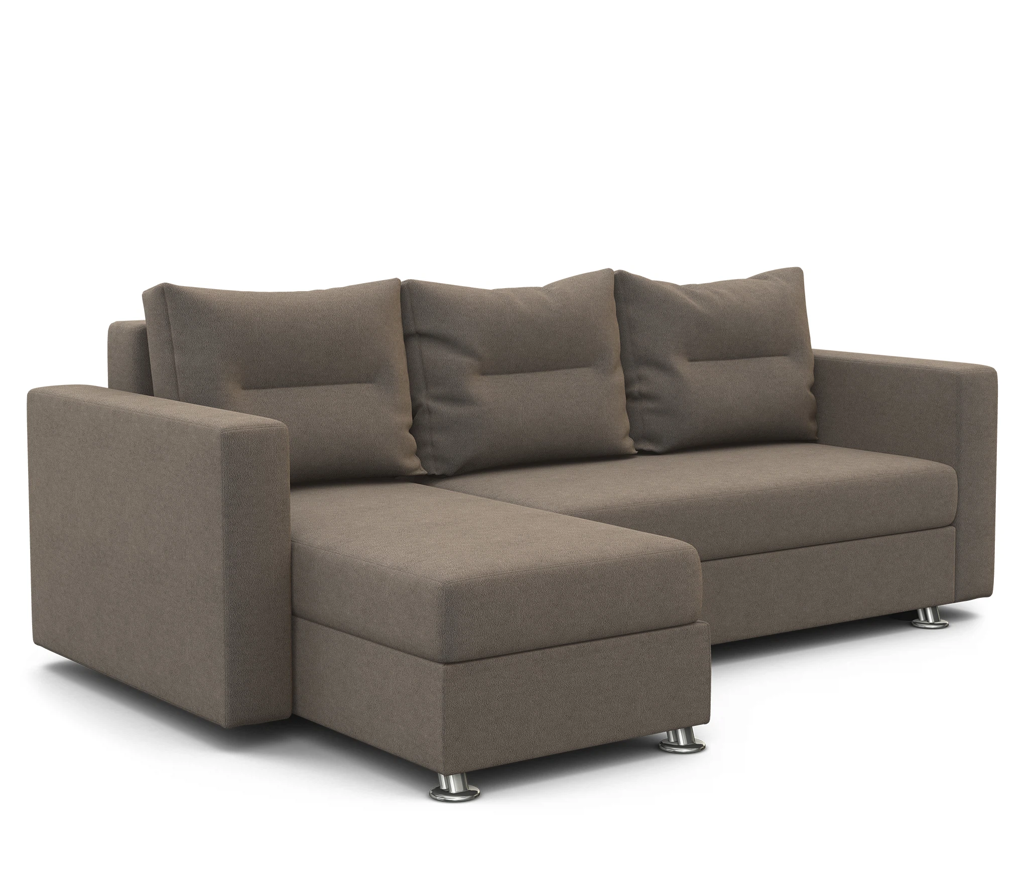 Изображение товара Угловой диван Ария светло-коричневый велюр с бельевым ящиком и механизмом еврокнижка